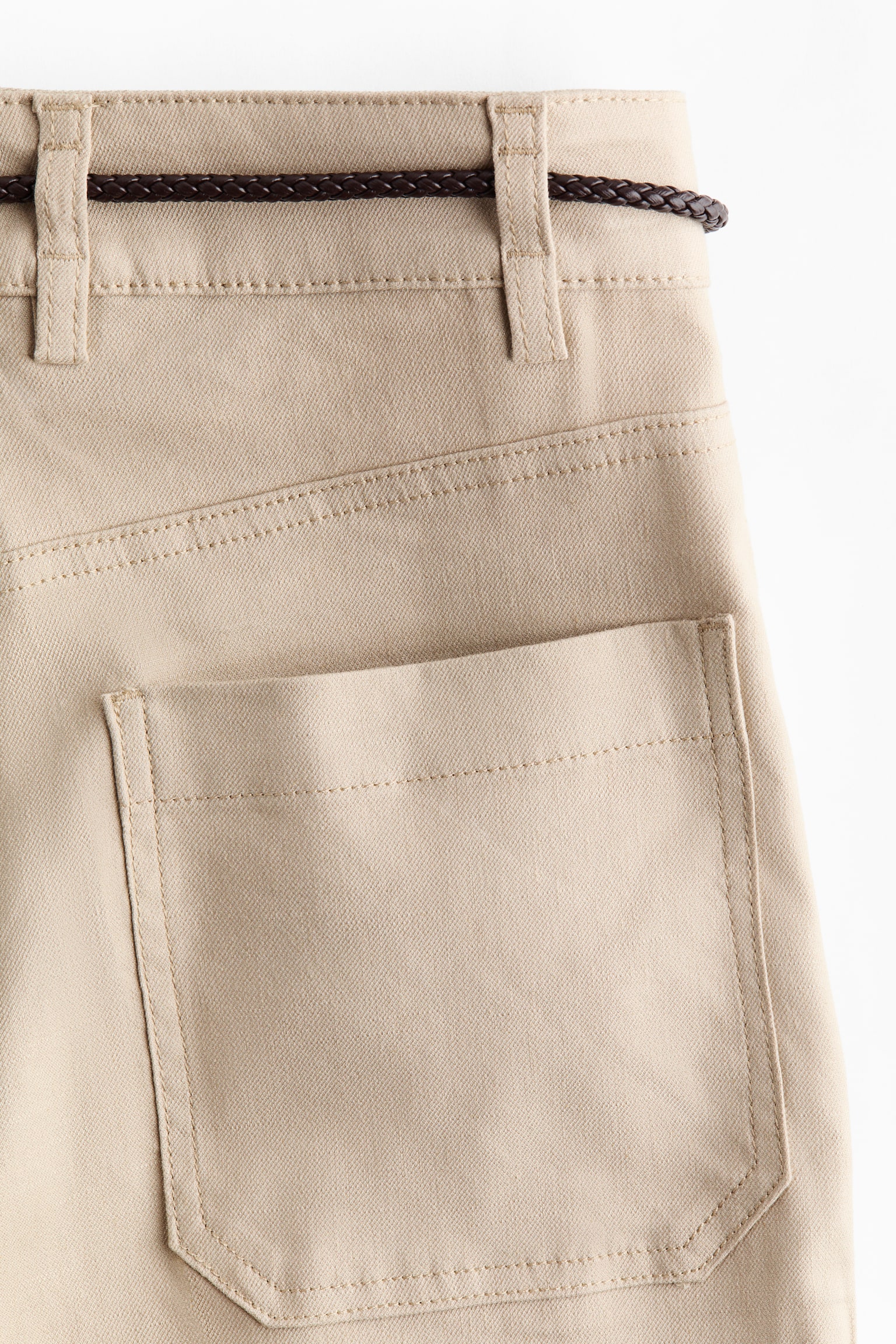 Linen-blend bootcut trousers - Beige/Khaki green - 5