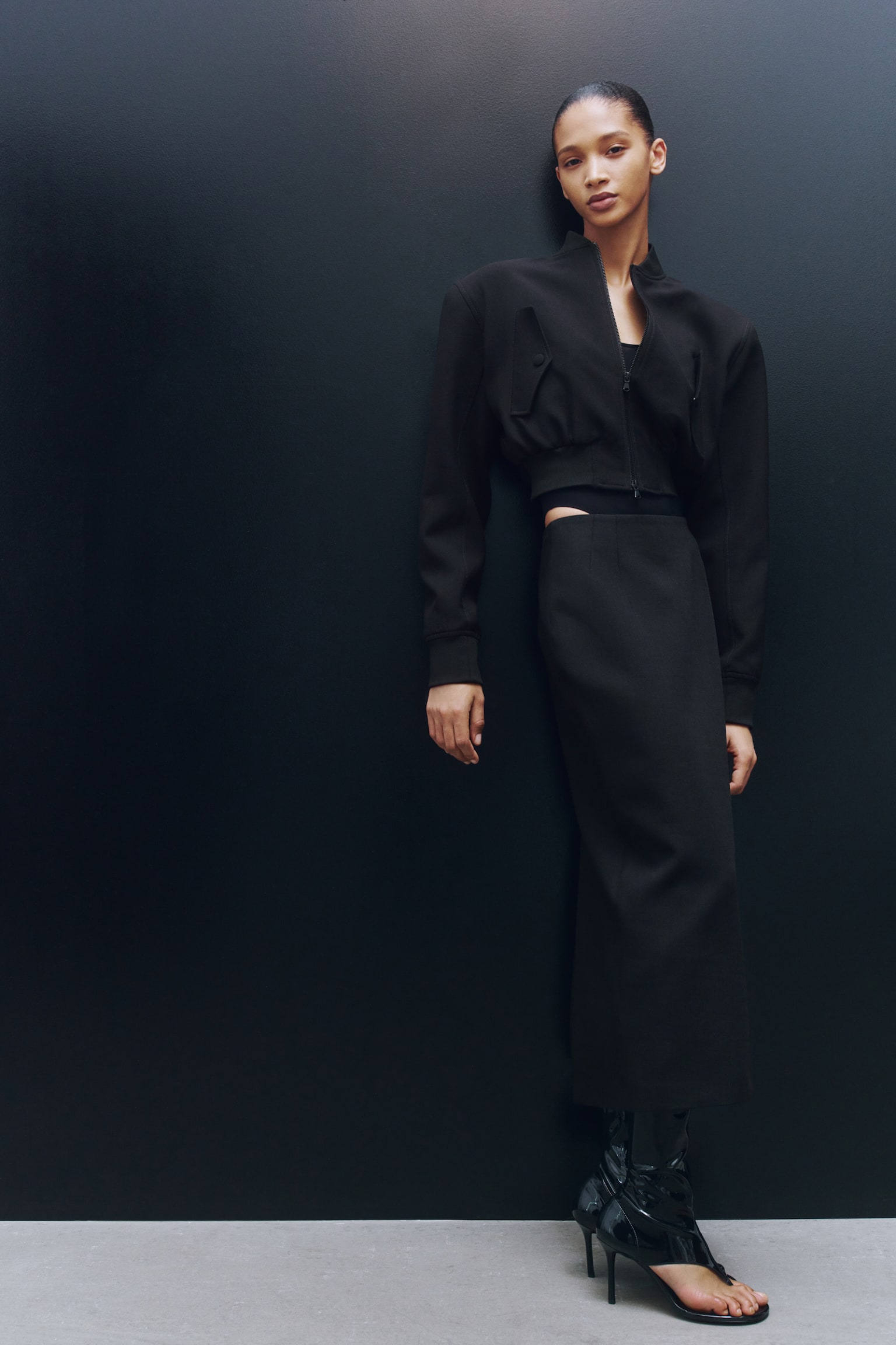 Wool midi skirt - Black - 1