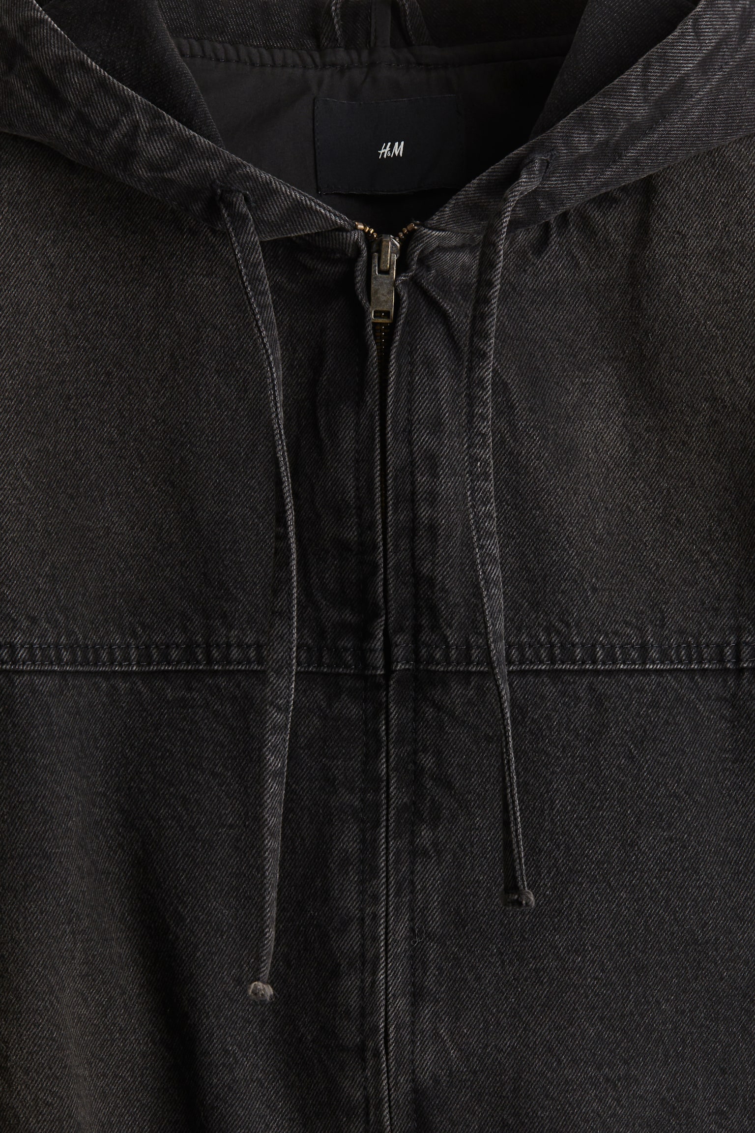 寬鬆剪裁連帽丹寧外套 - 黑色/丹寧灰 - 6