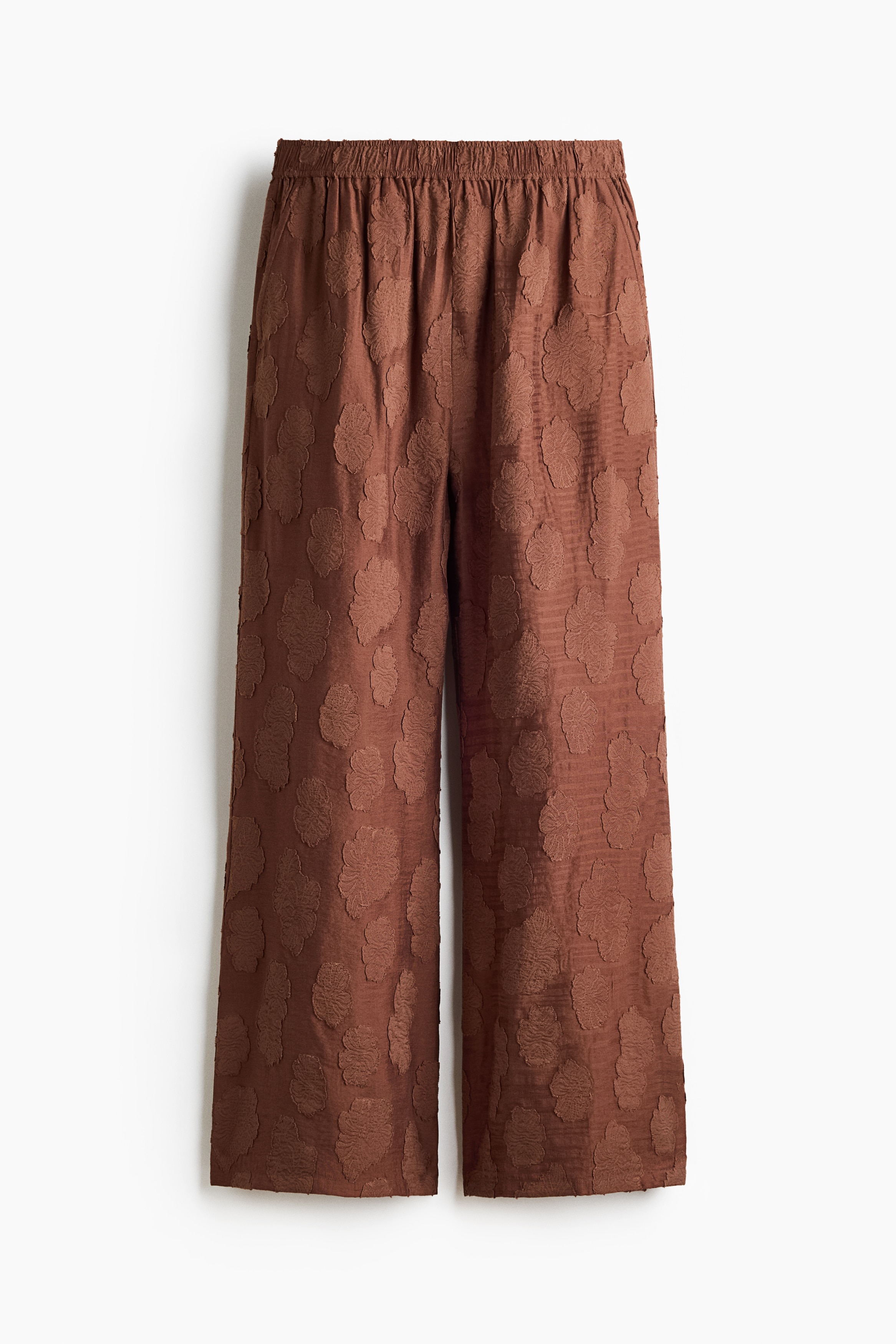 Flared jacquard-weave trousers - Brown/Light dusty turquoise