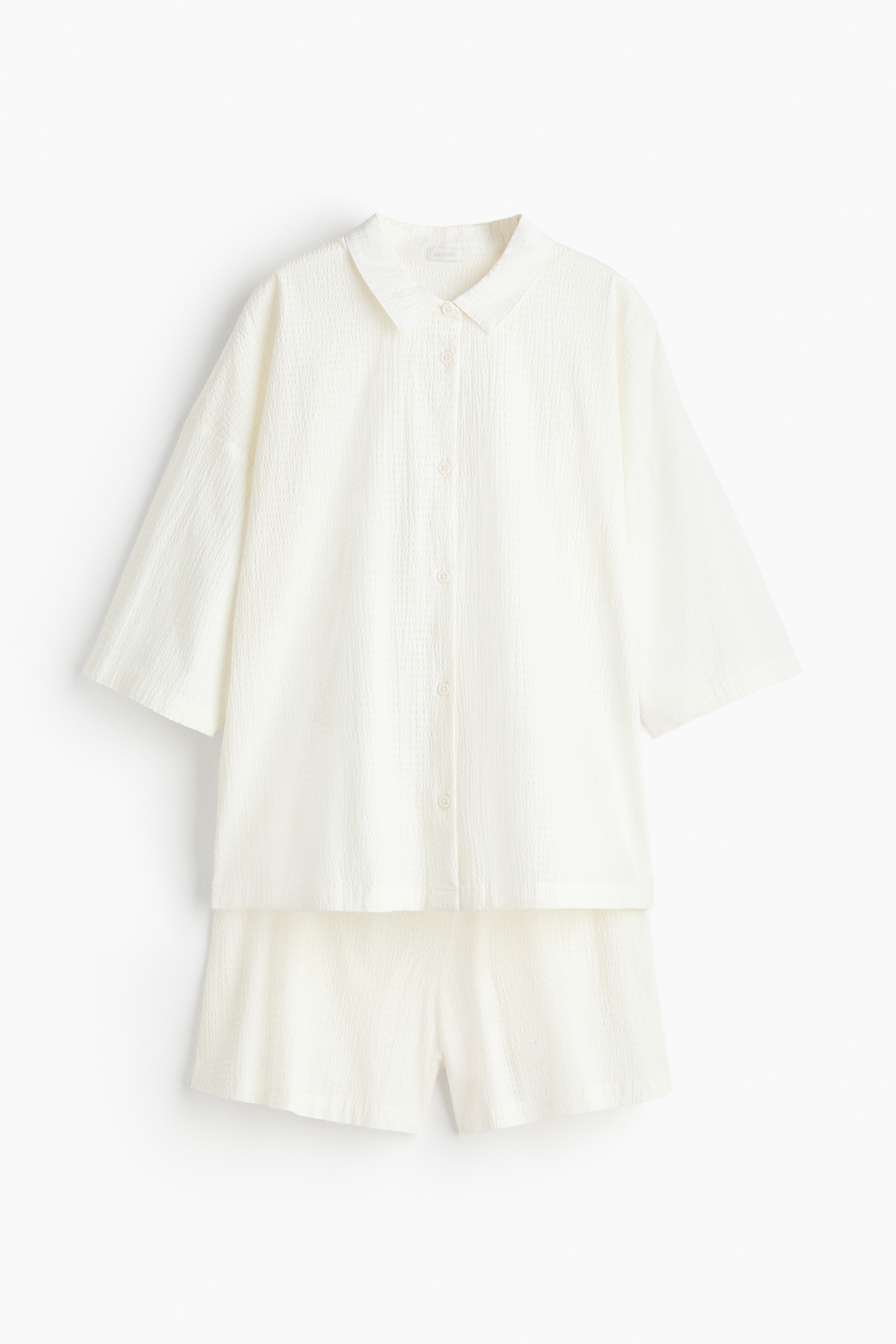 Cotton seersucker pyjamas - White/Yellow/Powder pink