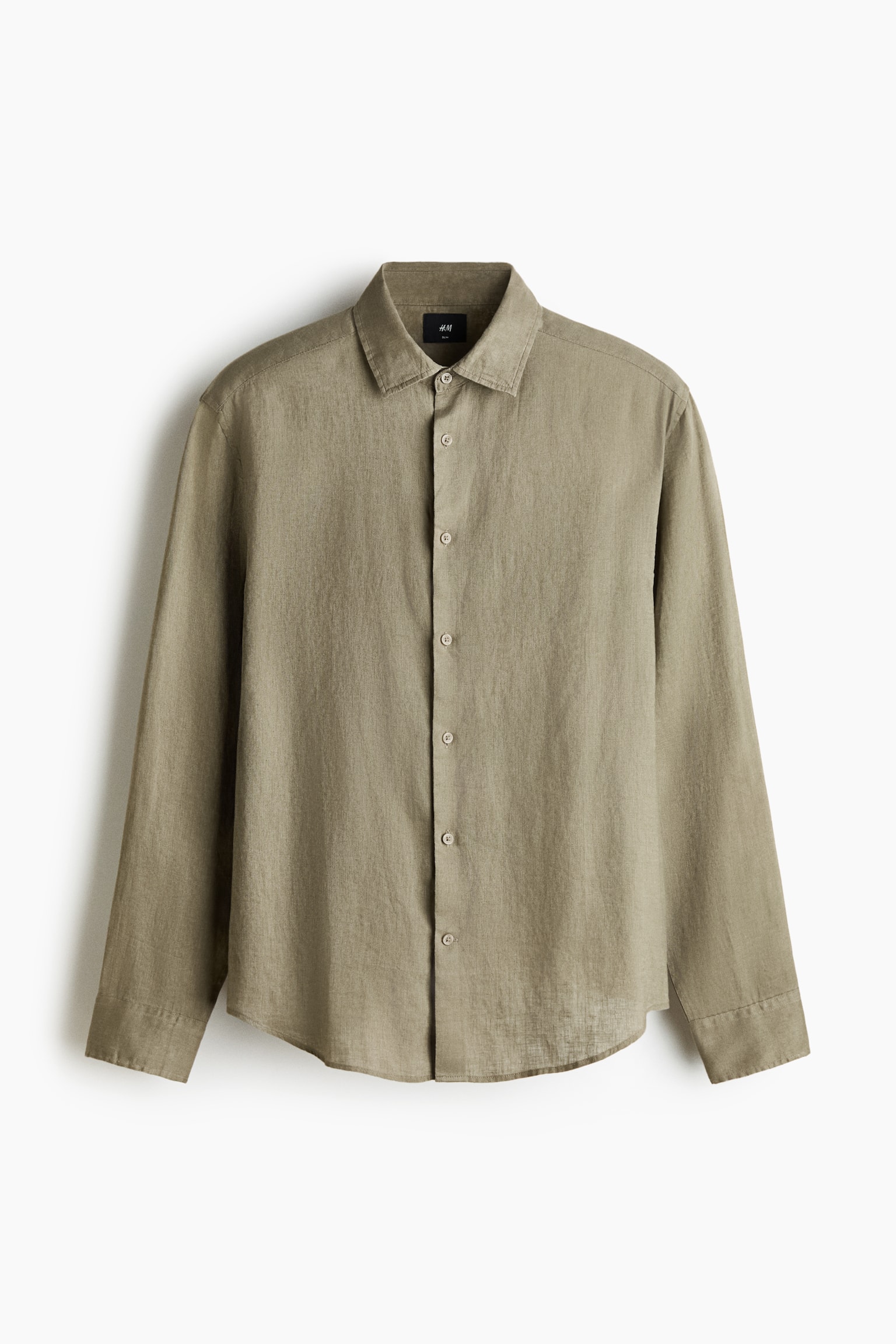 Slim Fit Linen shirt - Khaki green/Light blue/White/Black - 2