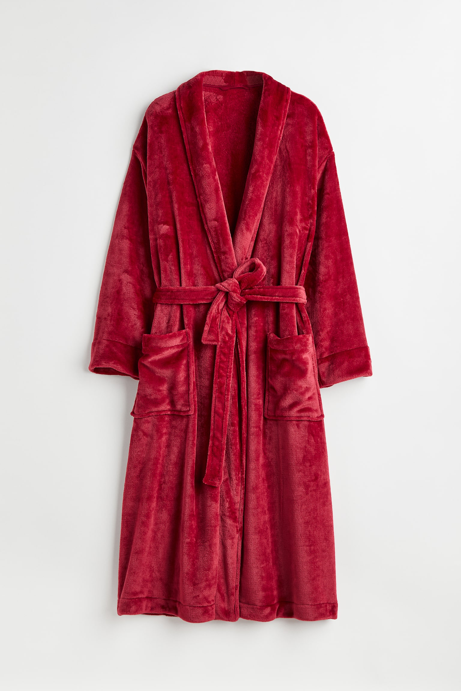 Fleece Bathrobe - Red/Greige - 1