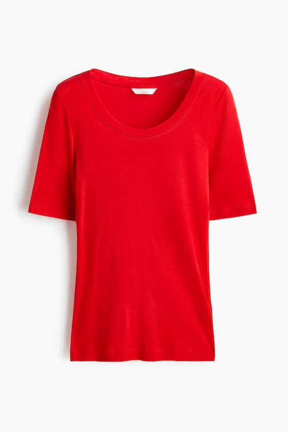 Женские футболки H&M Scoop-Neck Pima Cotton T-Shirt