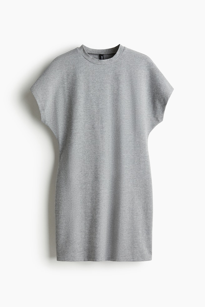 Jerseykleid mit Kurzarm - Grau/Schwarz - 1