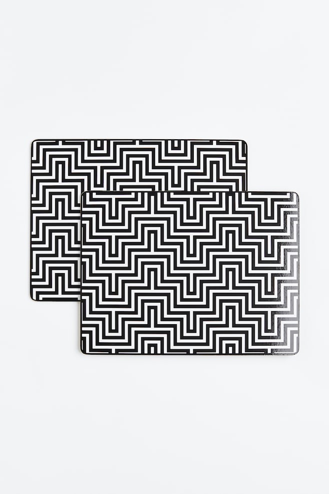 2-pack place mats - Black/Patterned - 2
