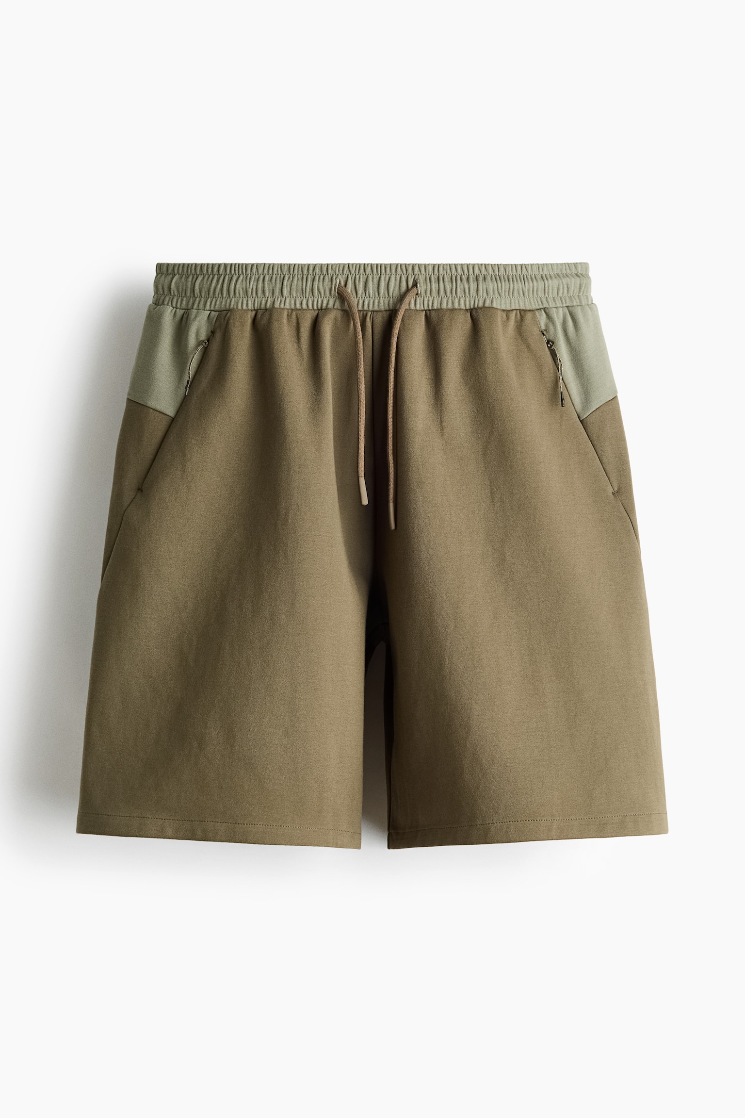 Quần short interlock Loose Fit - Màu xanh kaki/Xanh kaki nhạt - 1