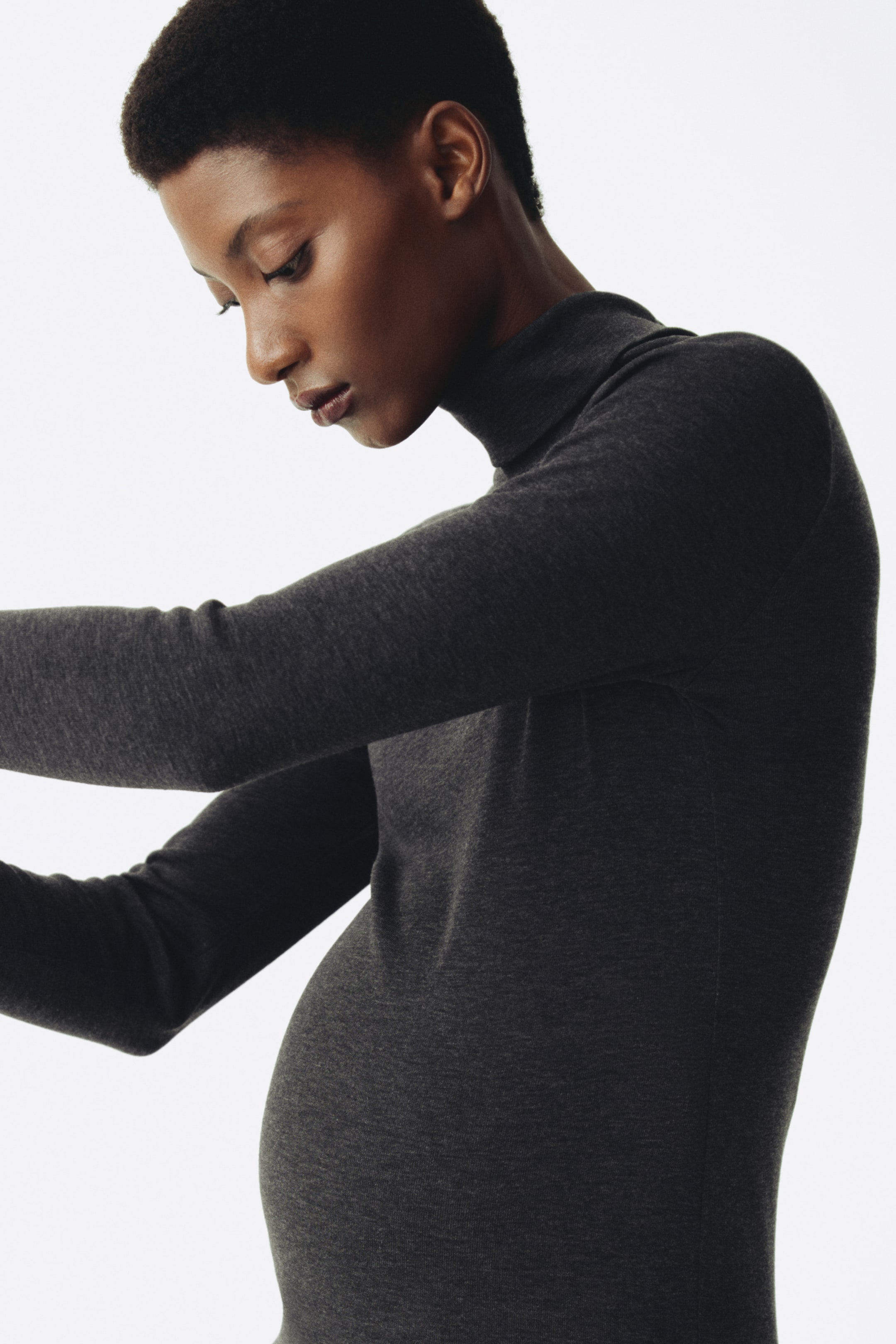 Vezi imaginea mai mare: MAMA Bluză cu guler înalt - Gri-închis melanj - FEMEI | H&M RO 3