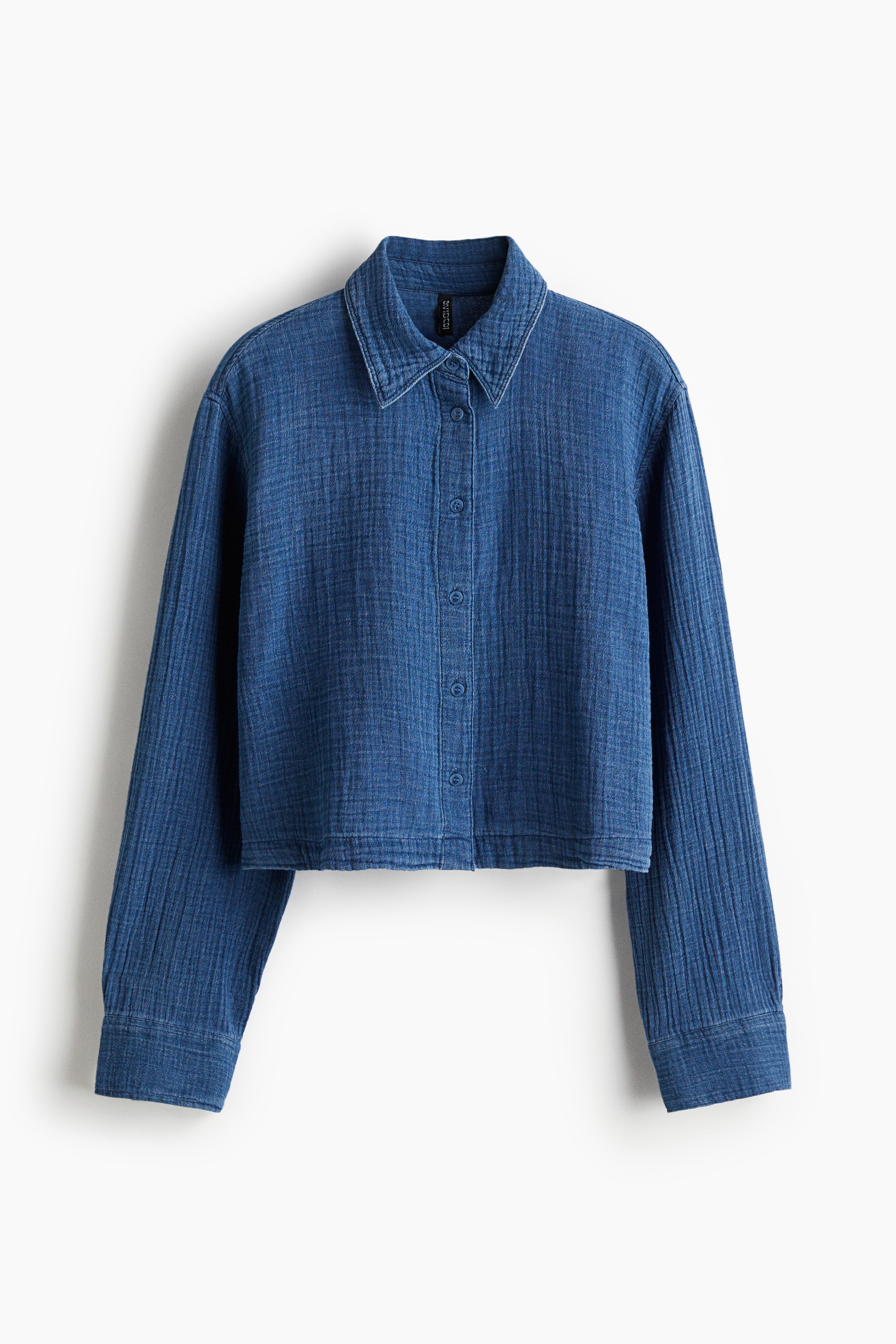 Cotton muslin shirt - Blue/Dark grey