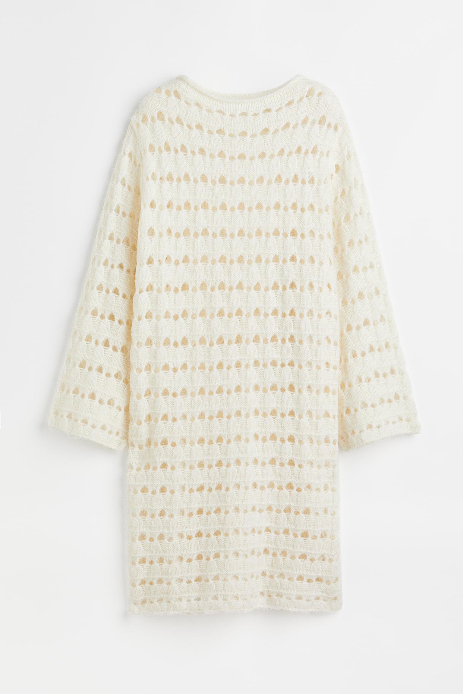 Pointelle-knit dress - Cream - 1