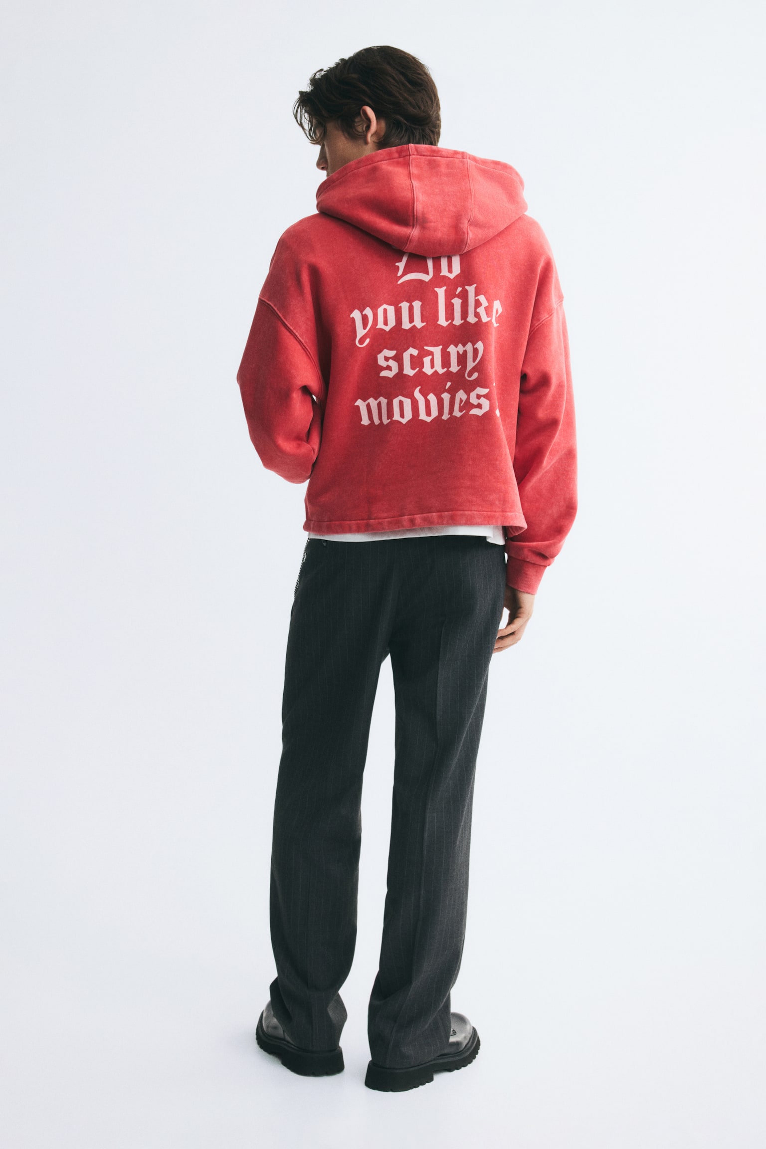 Мужская куртка H&M Oversized Printed Hooded, цвет: Малиновый красный — фото 6