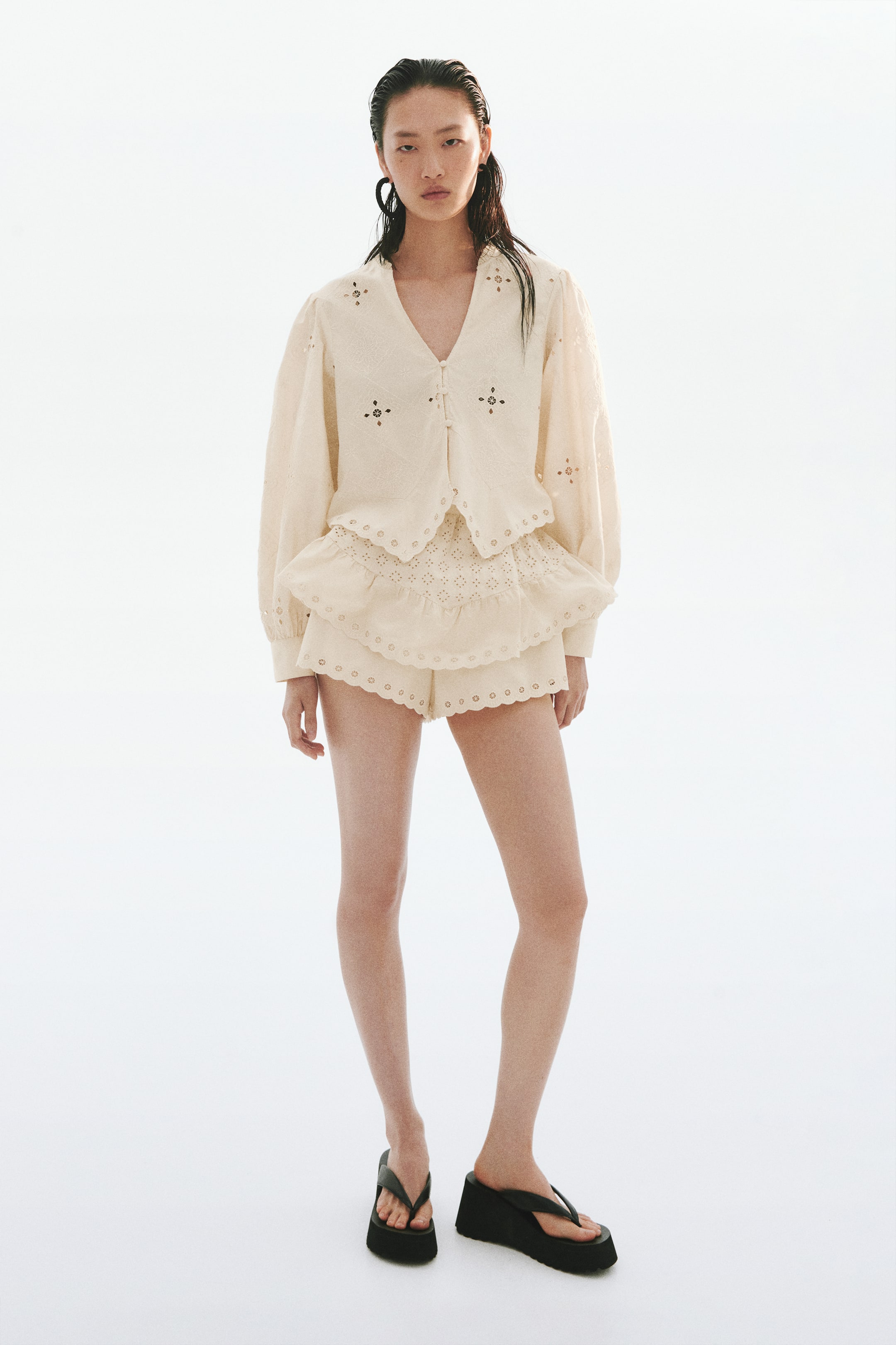 Cotton Blouse with Eyelet Embroidery