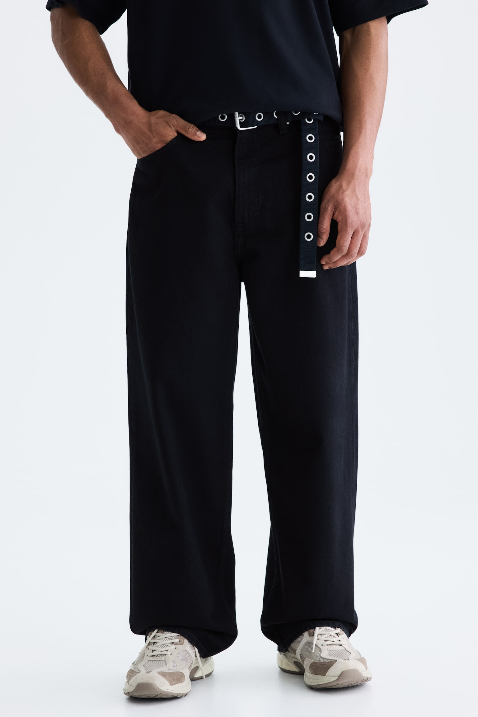Мужские джинсы H&M Baggy, цвет: Чёрный — фото 3
