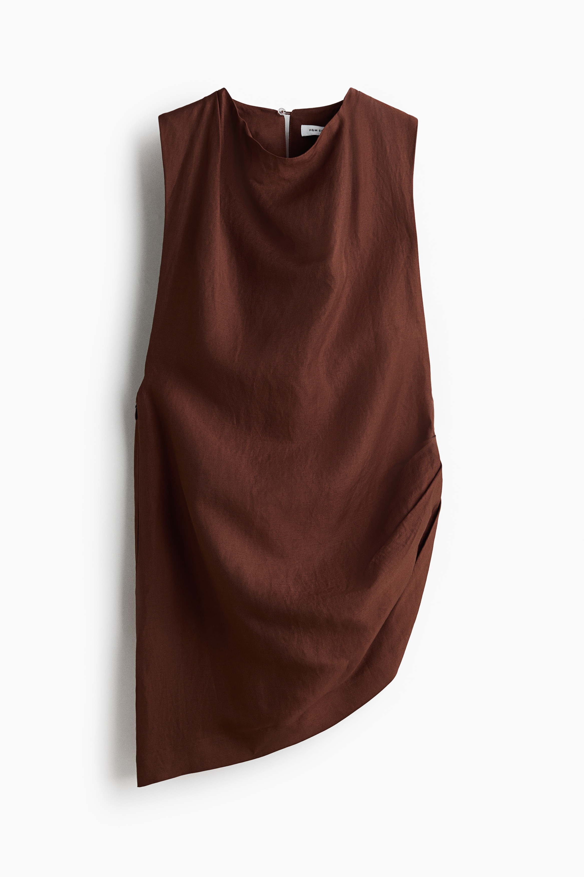 Asymmetrische top van linnenmix - Donkerbruin