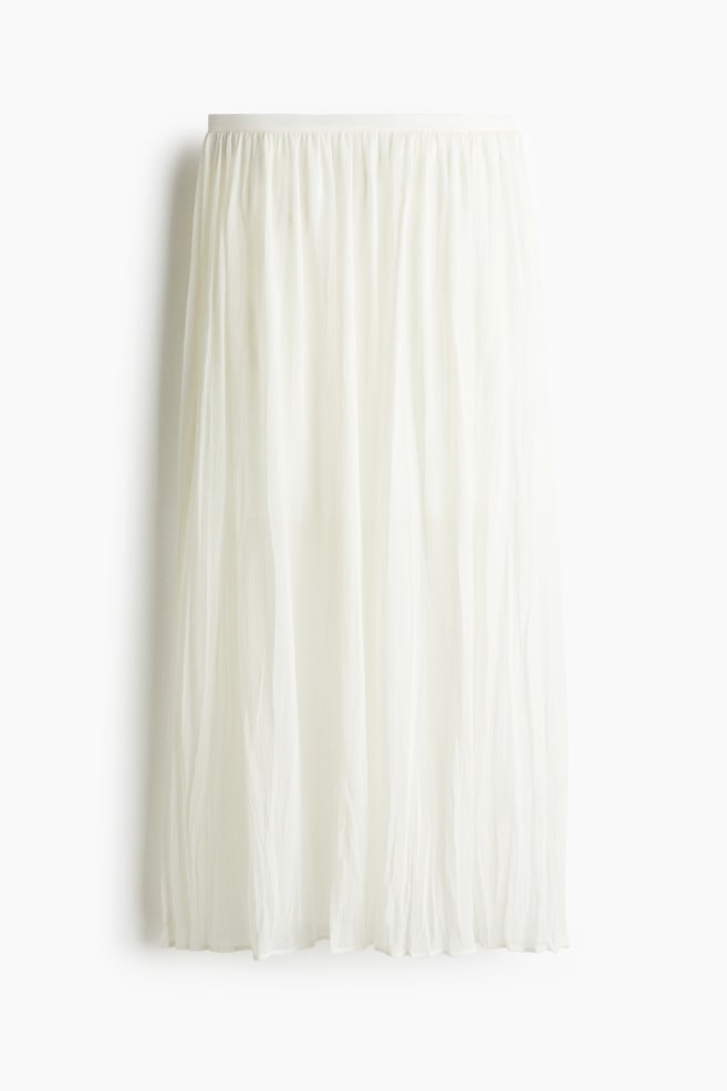 Crinkled skirt - White/Yellow/Dark brown - 1