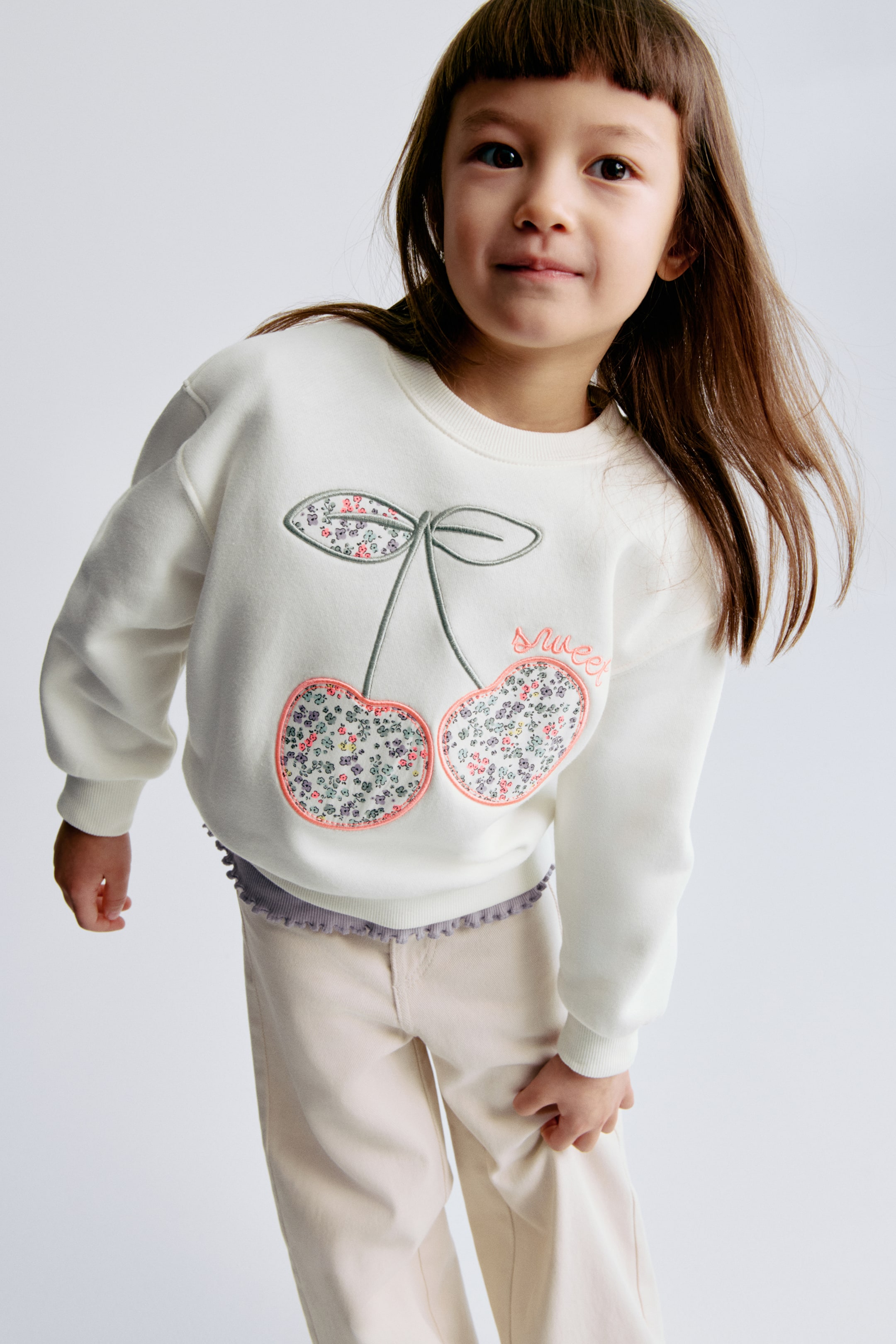 View larger image: Motif-detail sweatshirt - White/Cherries - Kids | H&M 1