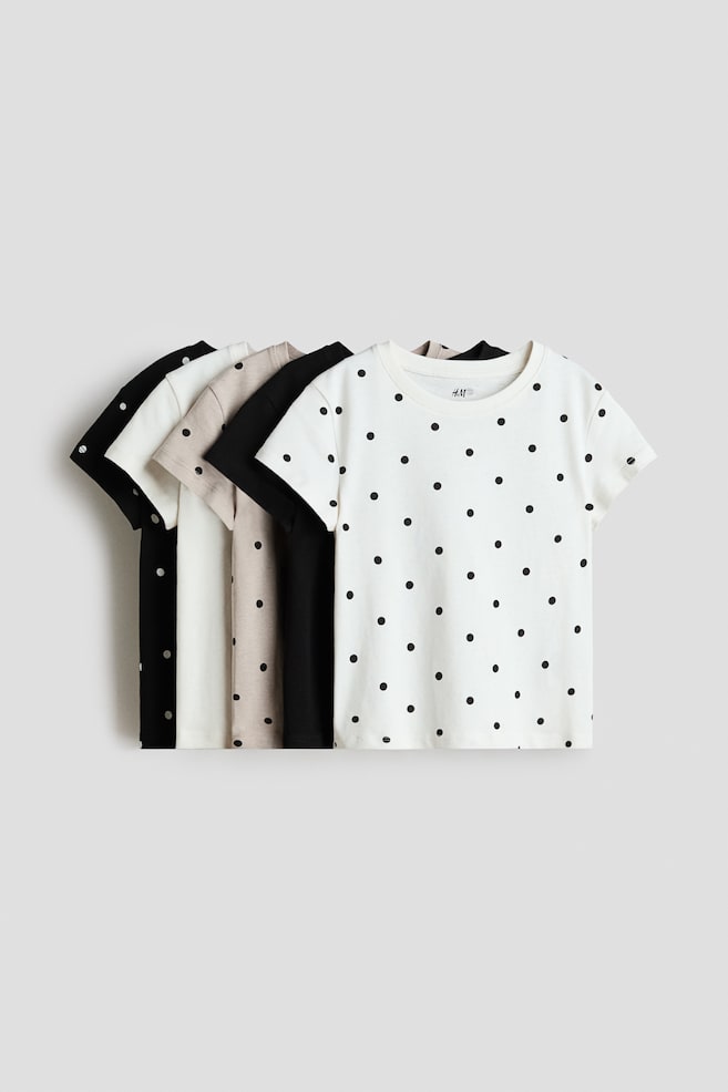 5-Pack T-Shirts - White/polka dot/Light pink/hearts/Light pink/hearts/Light pink/cherries/Light pink/cherries/Pink/white/beige/Light dusty blue/coral pink/Apricot/mint green/pink/Pink/white/Light purple/light green/Purple/beige/green - 1
