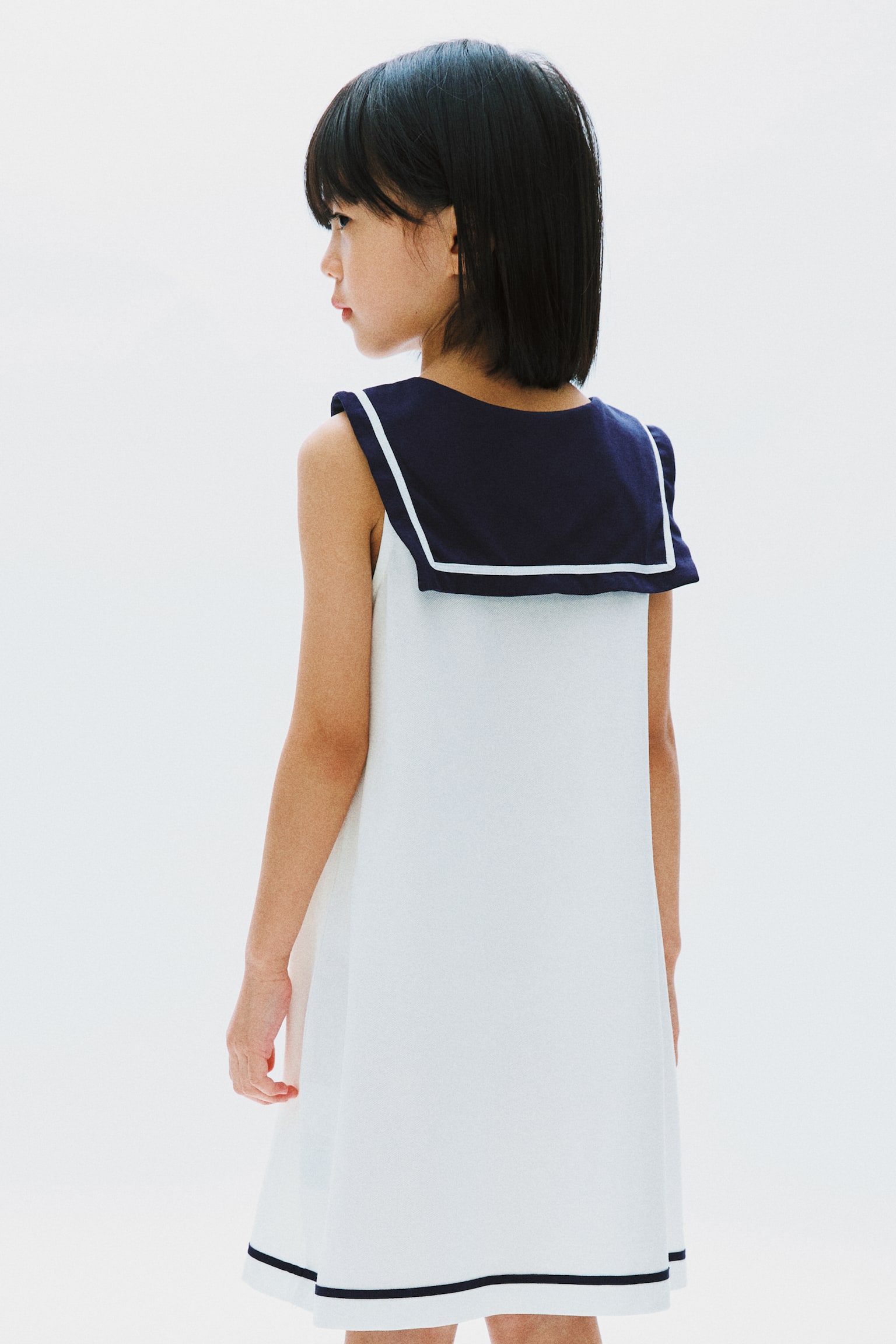 COOLMAX® Dress with Sailor Collar - White/Navy blue - 3