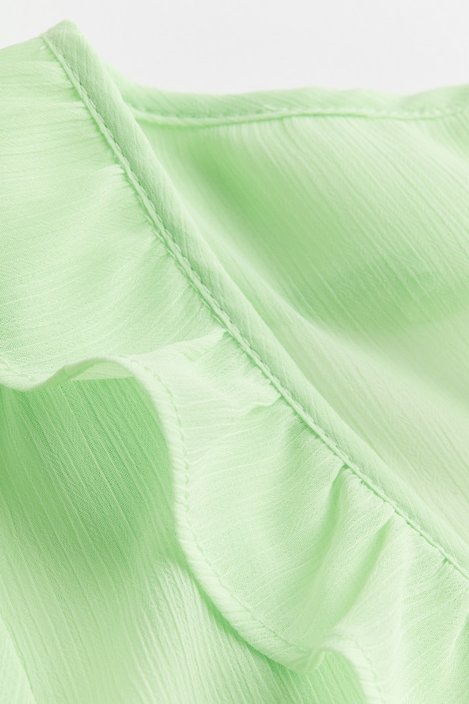 Frill-trimmed crêpe blouse - Light green/Cream/Dark brown/Zebra print - 4