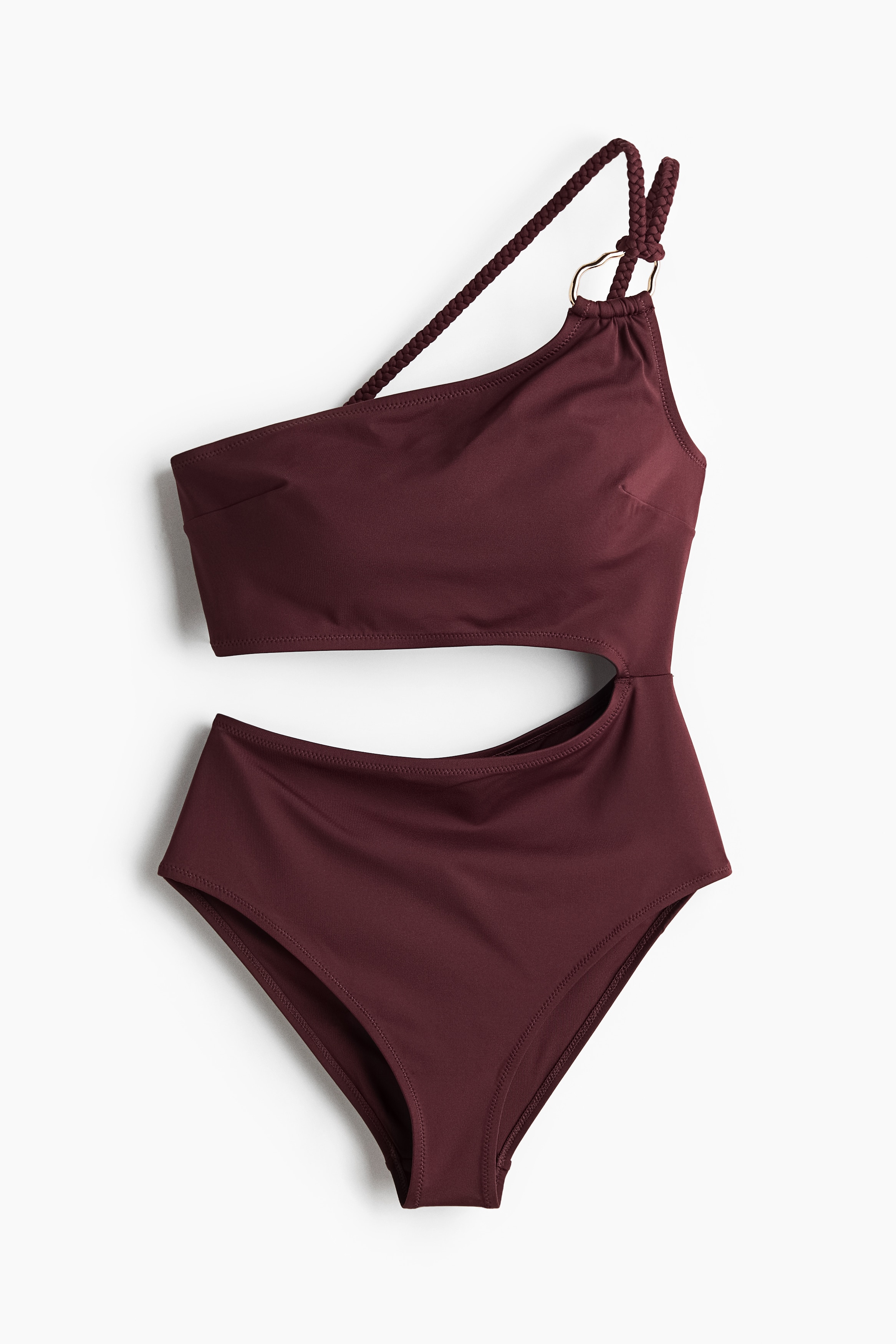 Costume monospalla con coppe imbottite - Bordeaux