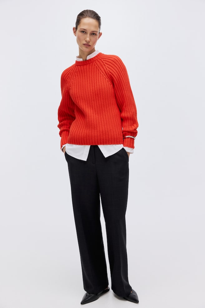 Rib-Knit Sweater-Bright red - 6
