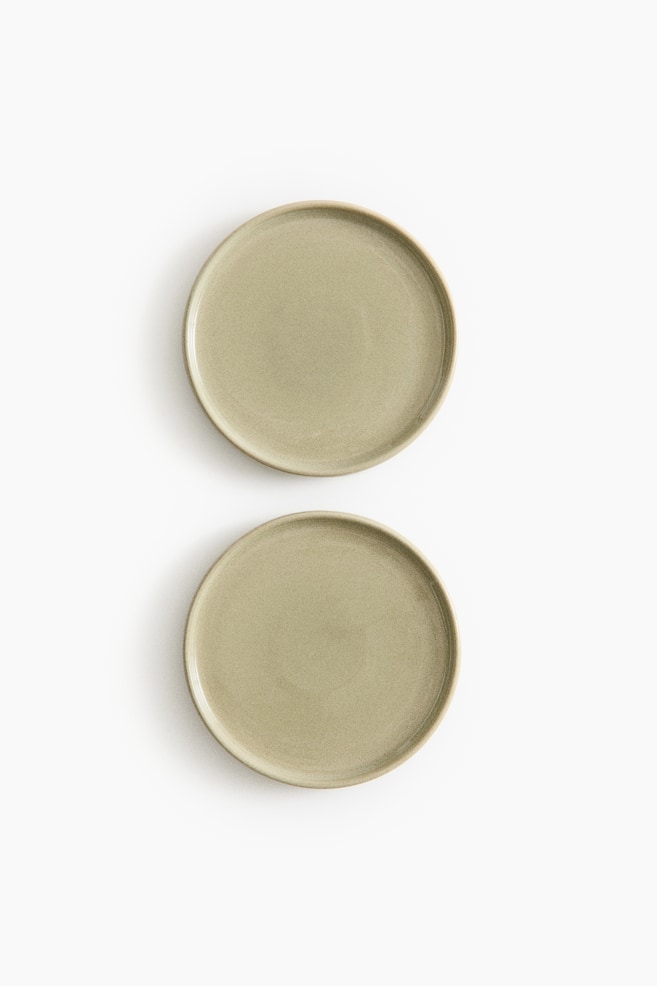 2-Pack Stoneware Appetizer Plates - Green - 1