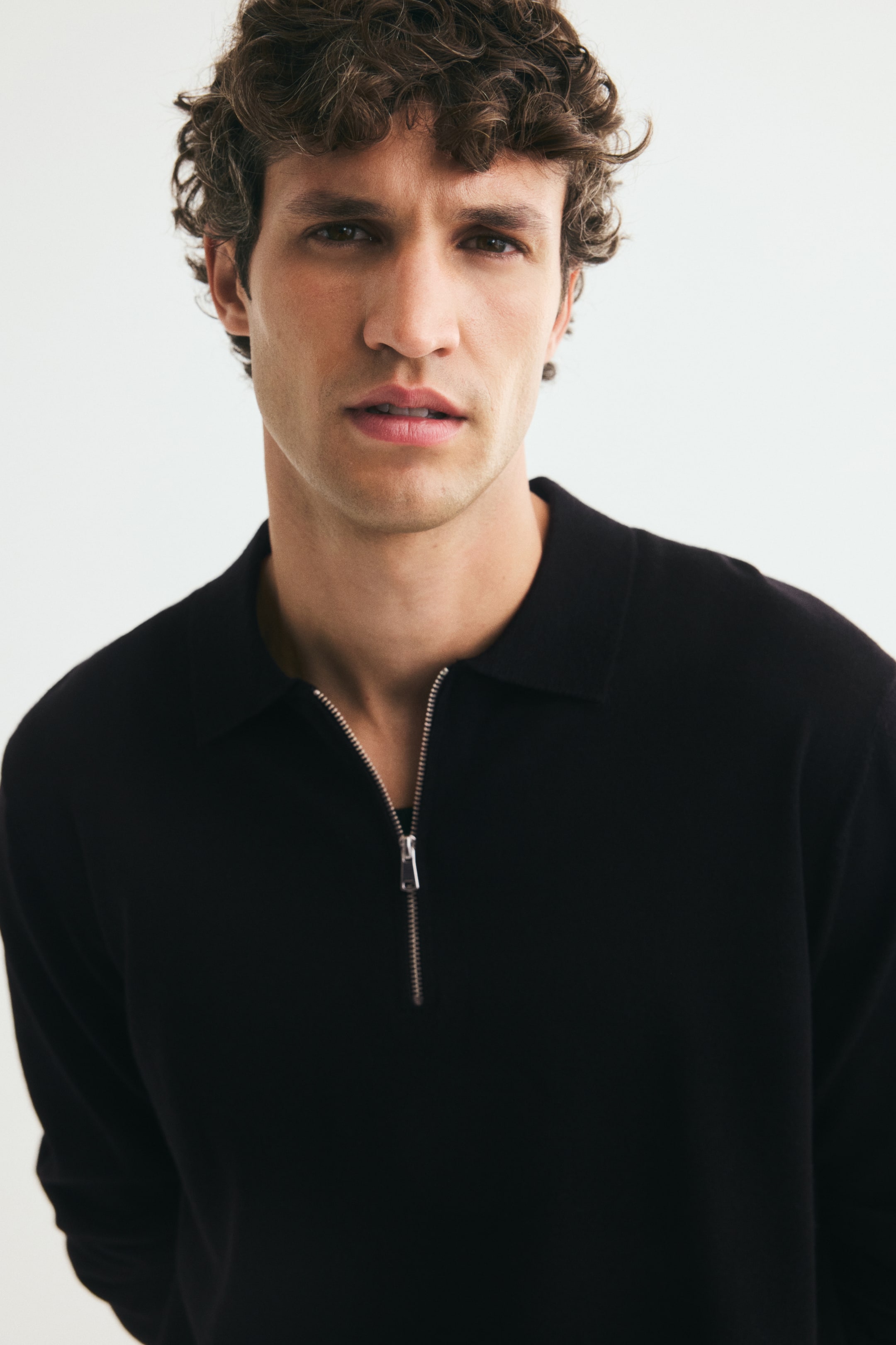 Regular-Fit Merino Wool Half-Zip Polo Shirt