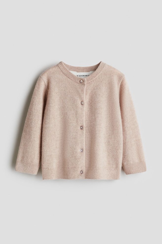 Cashmere-knit cardigan - Dusty pink/Light beige - 1