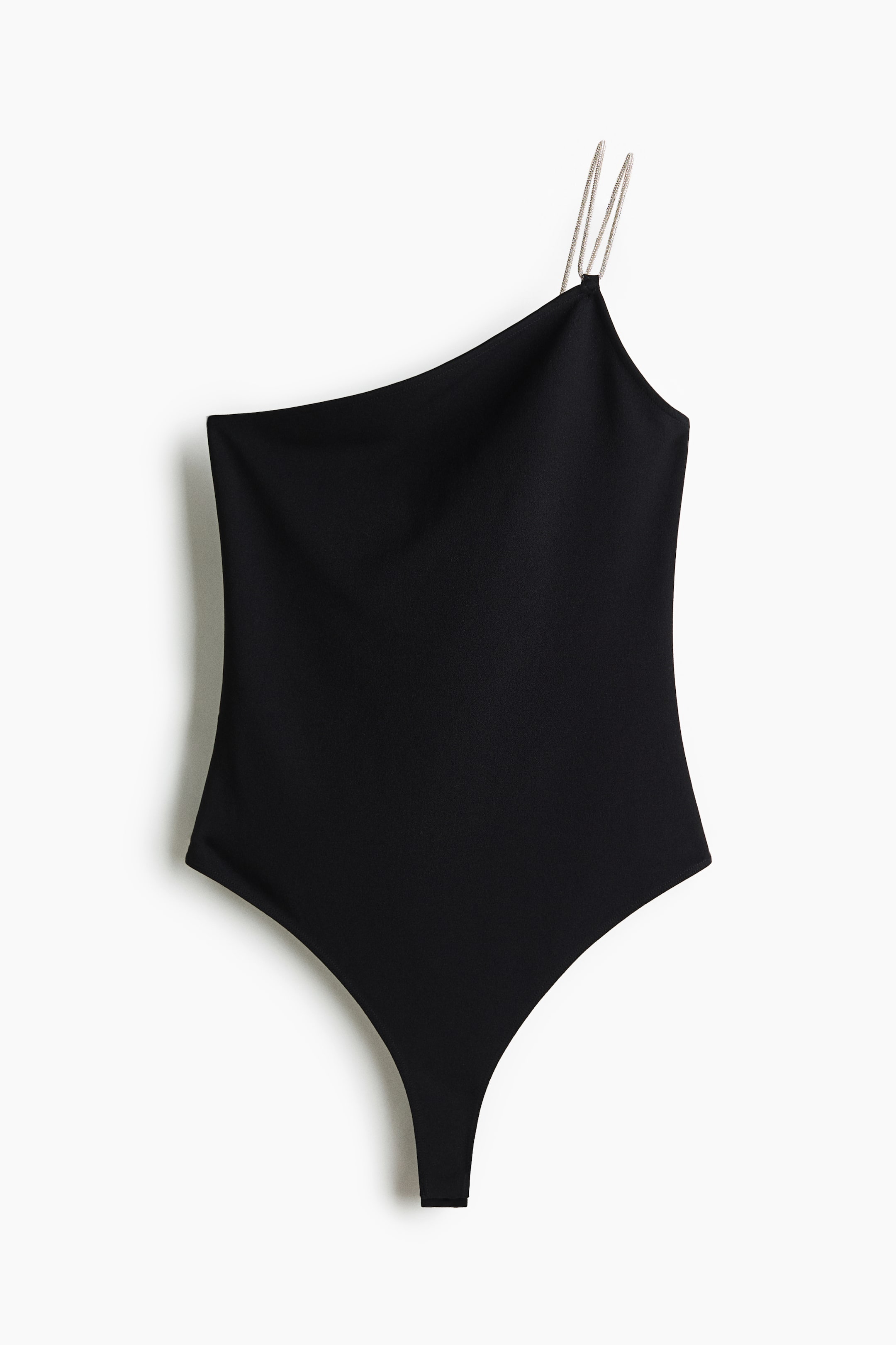 View larger image: Rhinestone Strap One Shoulder Bodysuit - Black - Ladies | H&M AU 5