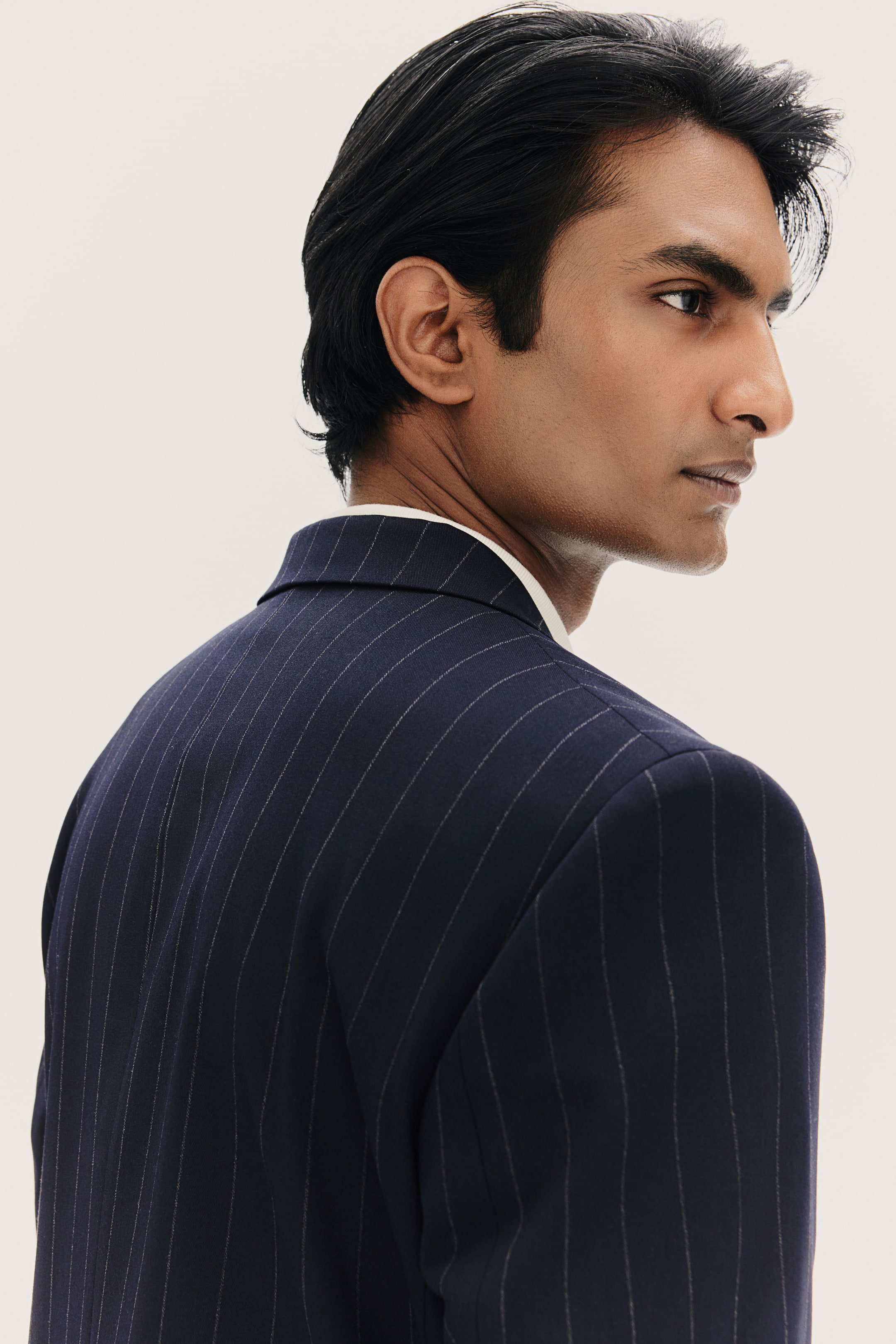 Slim Fit Jacket - Navy blue/Pinstriped - Men | H&M GB 6