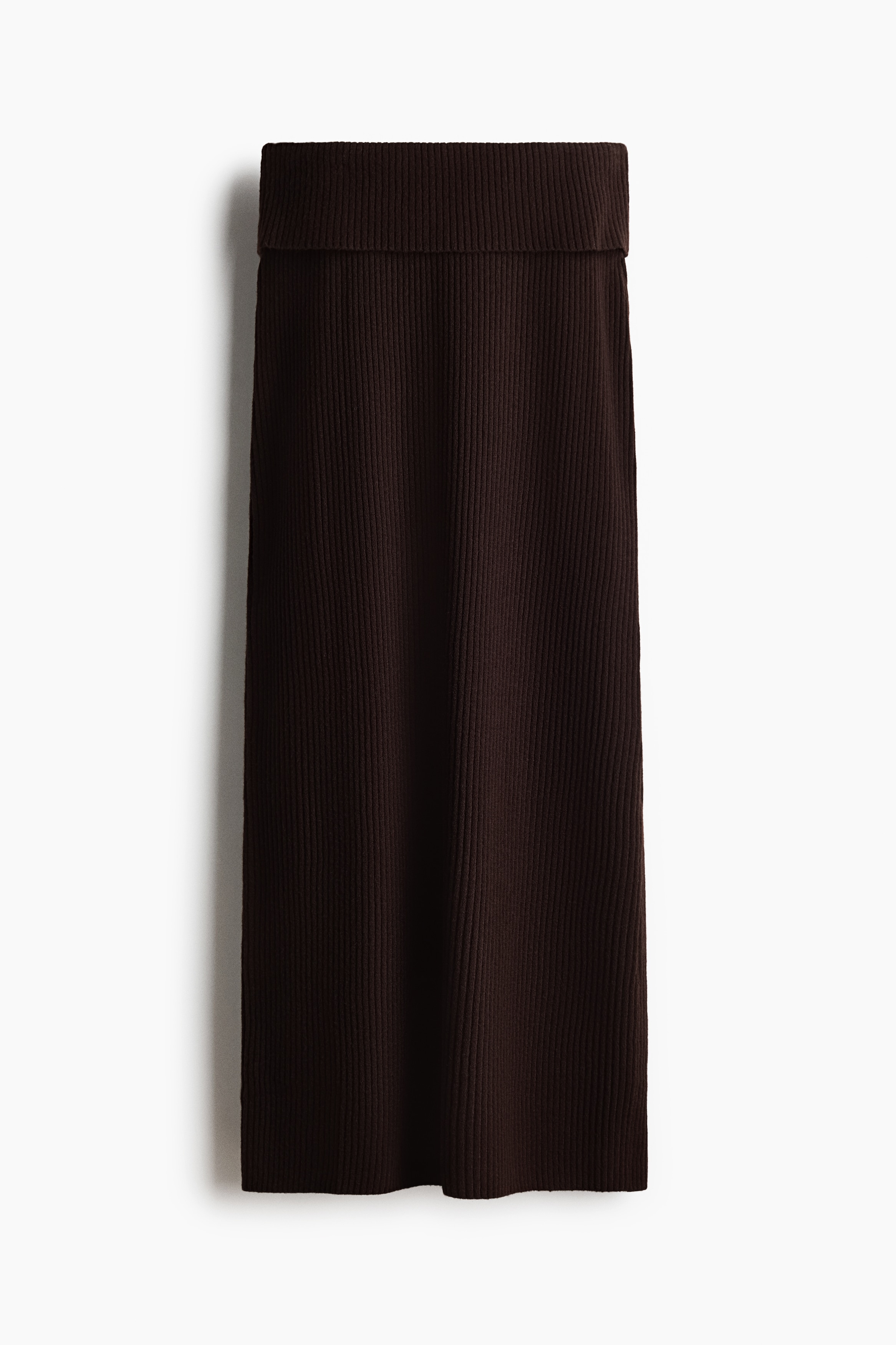 Rib-knit midi skirt - Dark brown/Mole