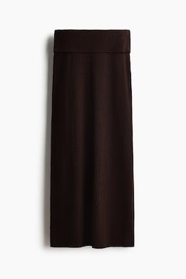 Ribbstickad midikjol