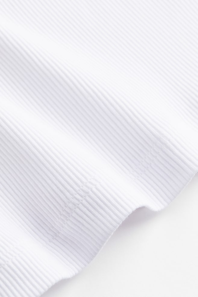 T-shirt i ribbet modalblanding - Hvid/Sort/Gråbeige/Hvid/Sortstribet/Lys kakigrøn/Mørk beigemeleret - 3