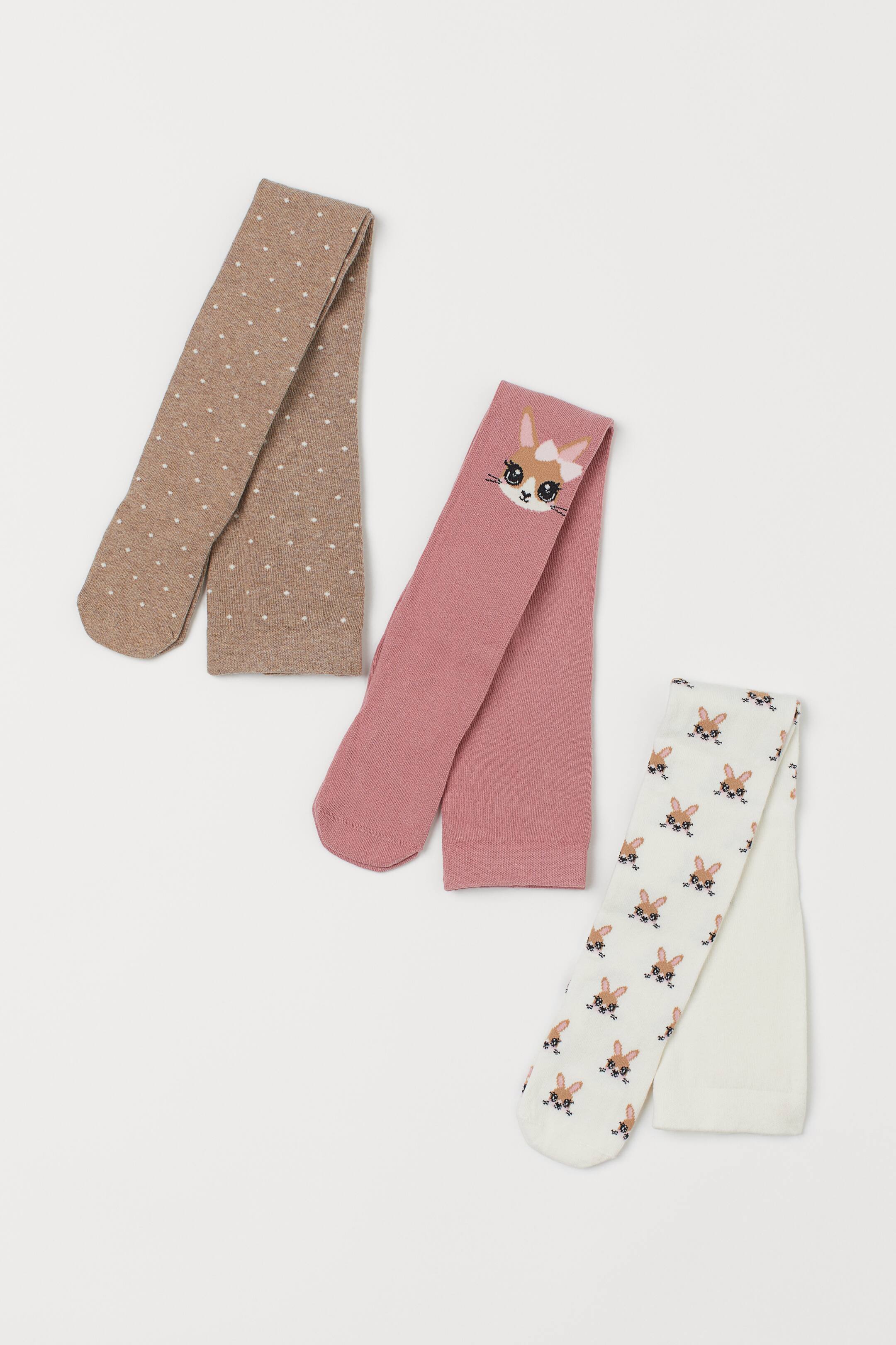 View larger image: 3-pack tights - Old rose/Rabbit - Kids | H&M IE 1