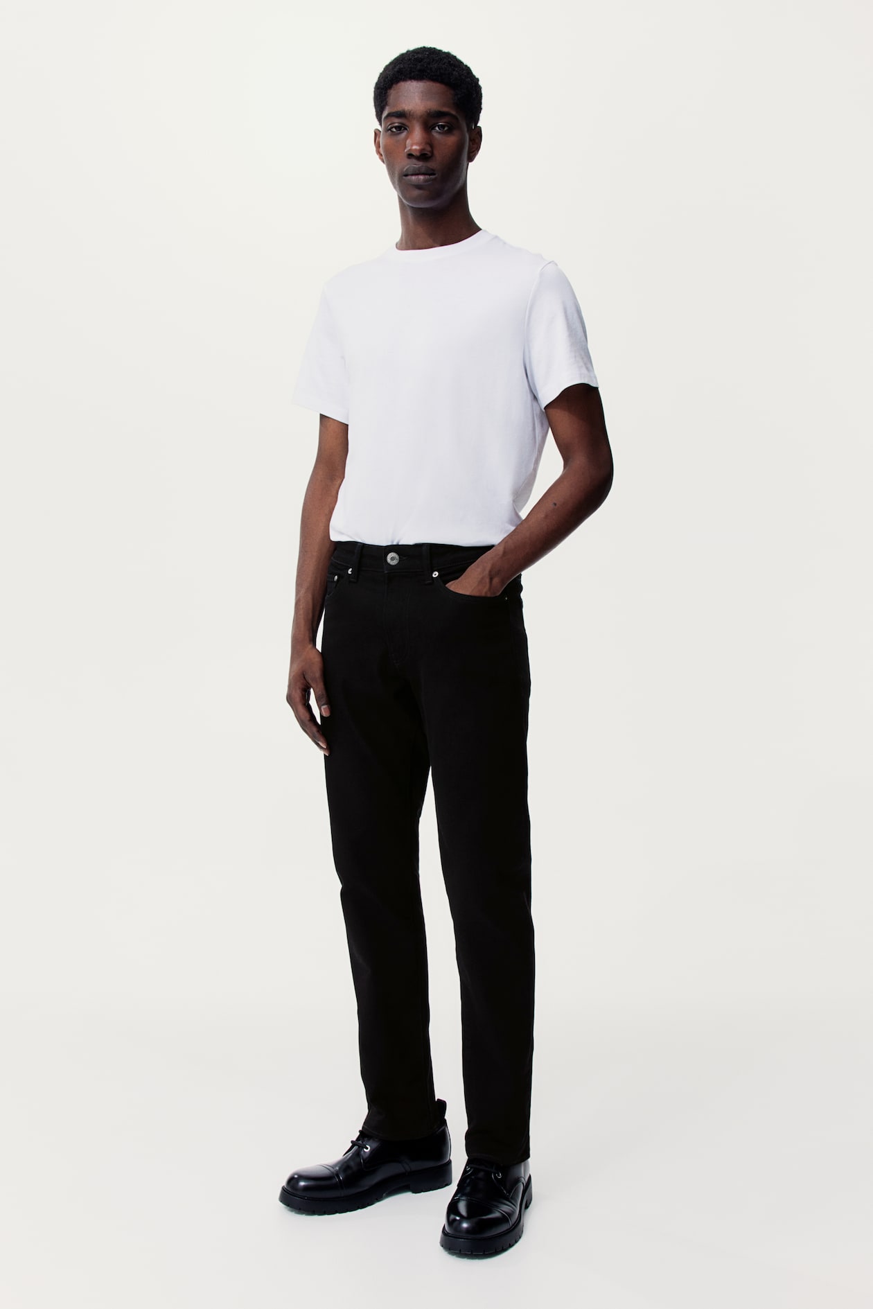 Straight Regular Jeans - Regular waist - Long - Black - Men | H&M GB