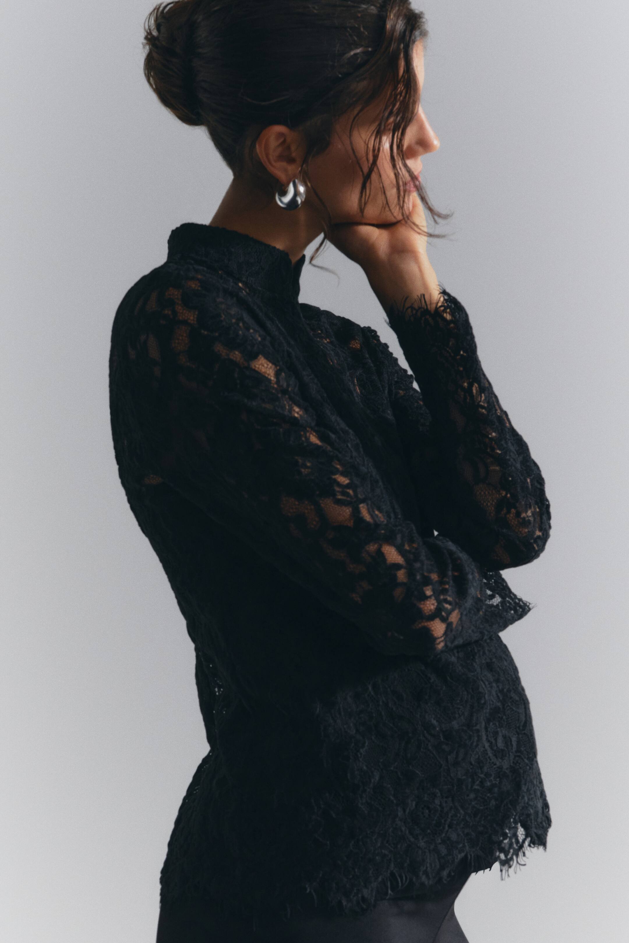 View larger image: MAMA Lace shirt - Black - Ladies | H&M 1