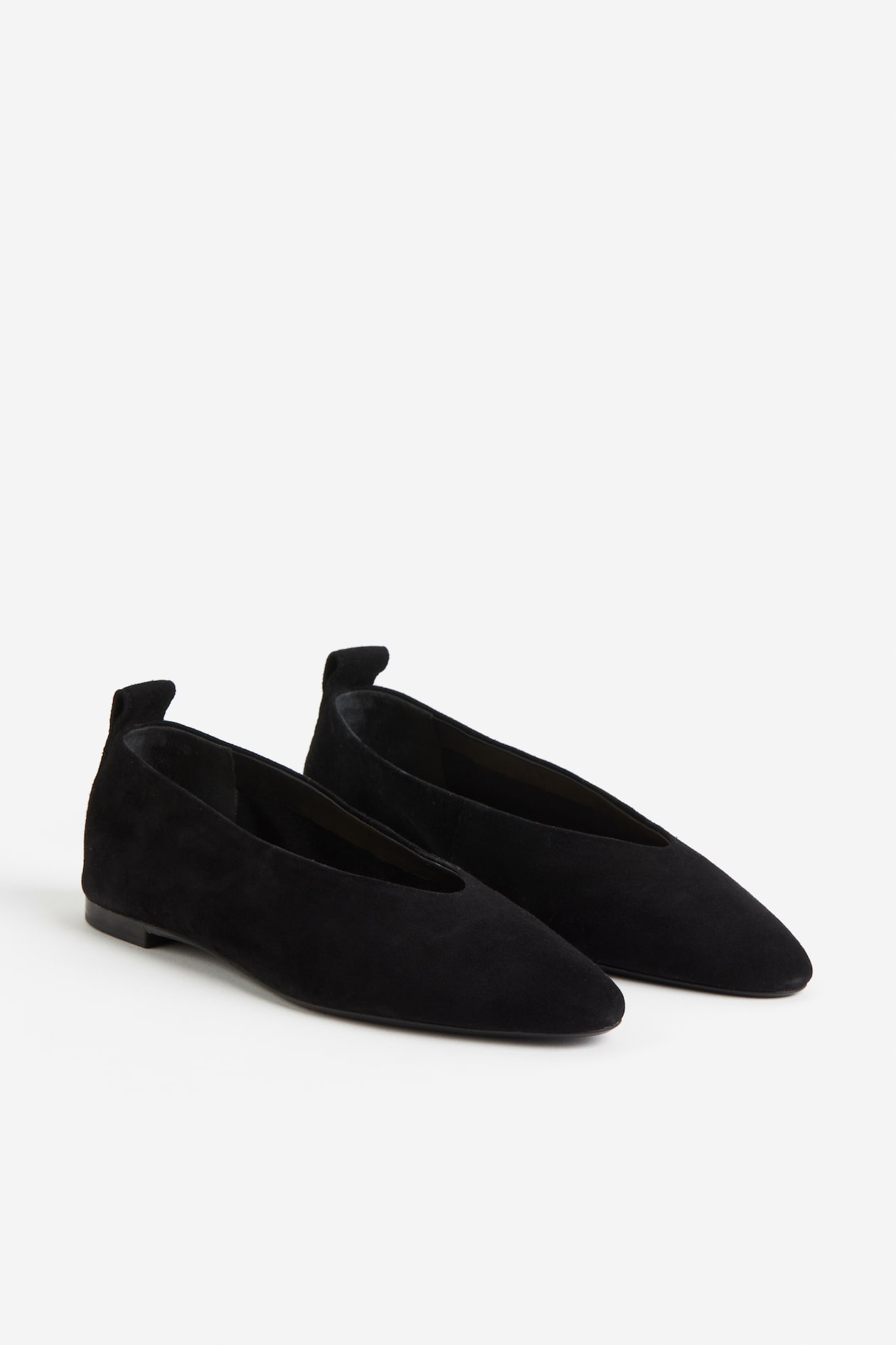 H&m Suede Flat Pumps Suede Ballet Pumps Black Ladies H&M