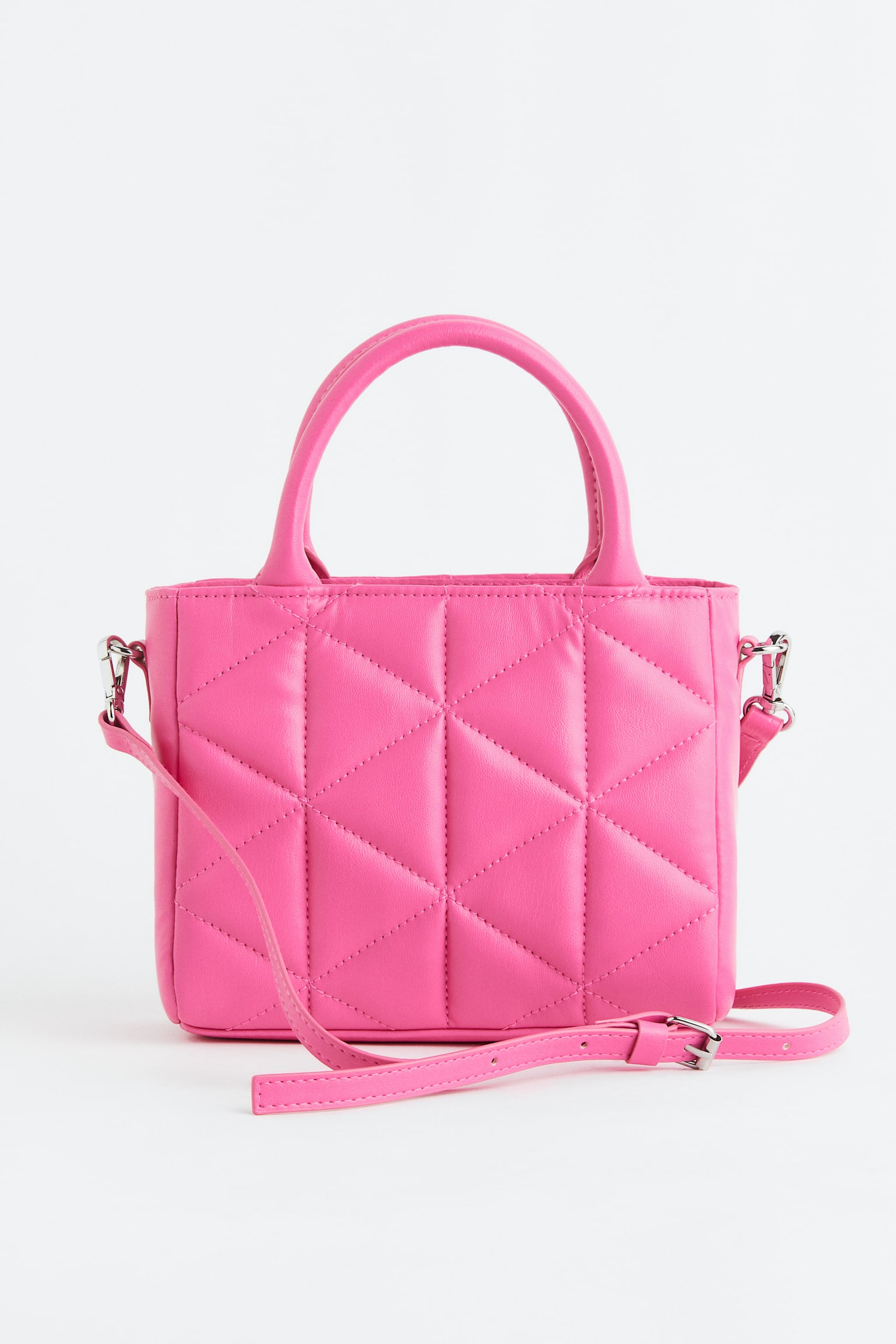 Quilted Handbag - Pink/White - 1