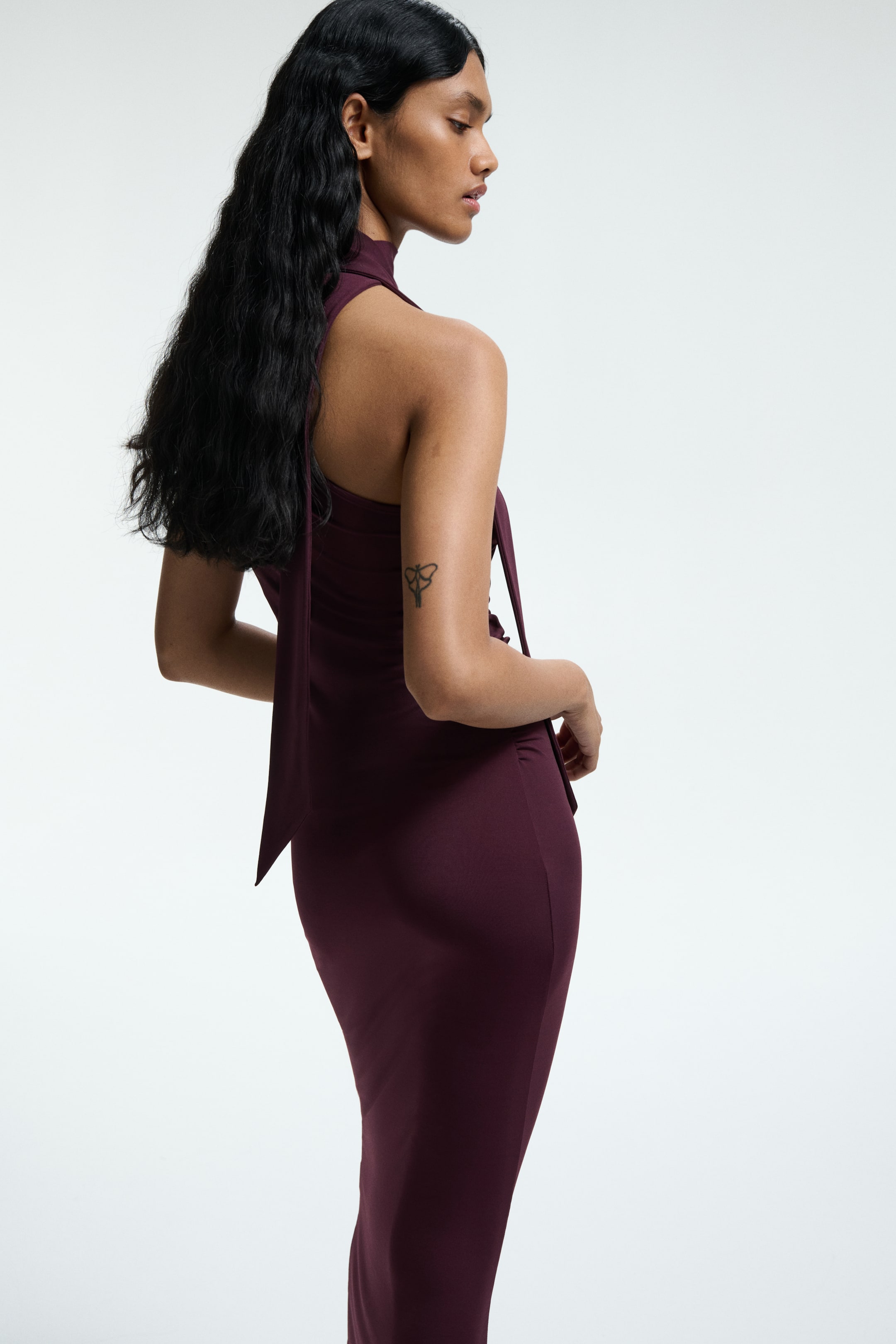 View larger image: Draped one-shoulder dress - Plum red - Ladies | H&M GB 4