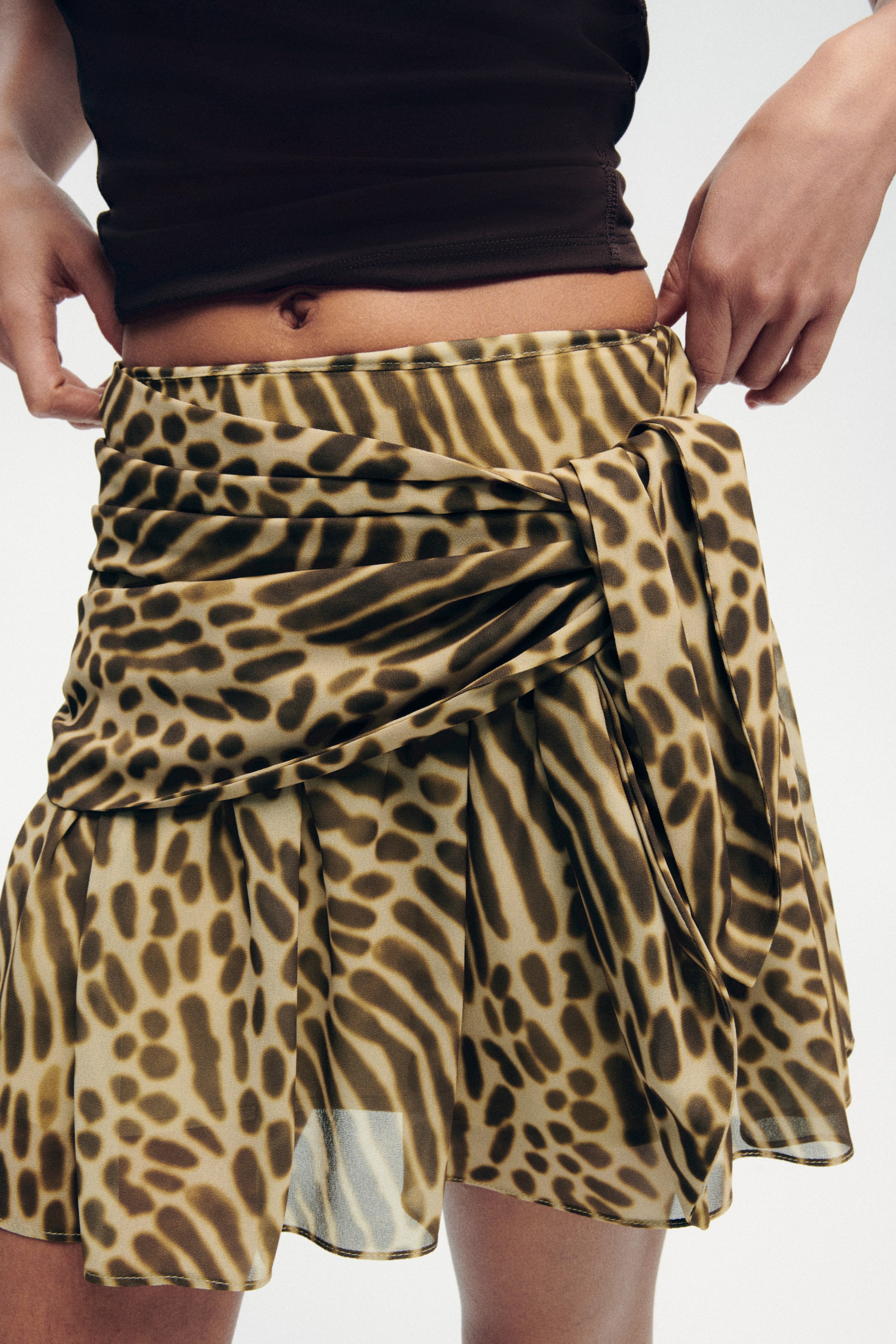 Tie-Detail Flared Skirt