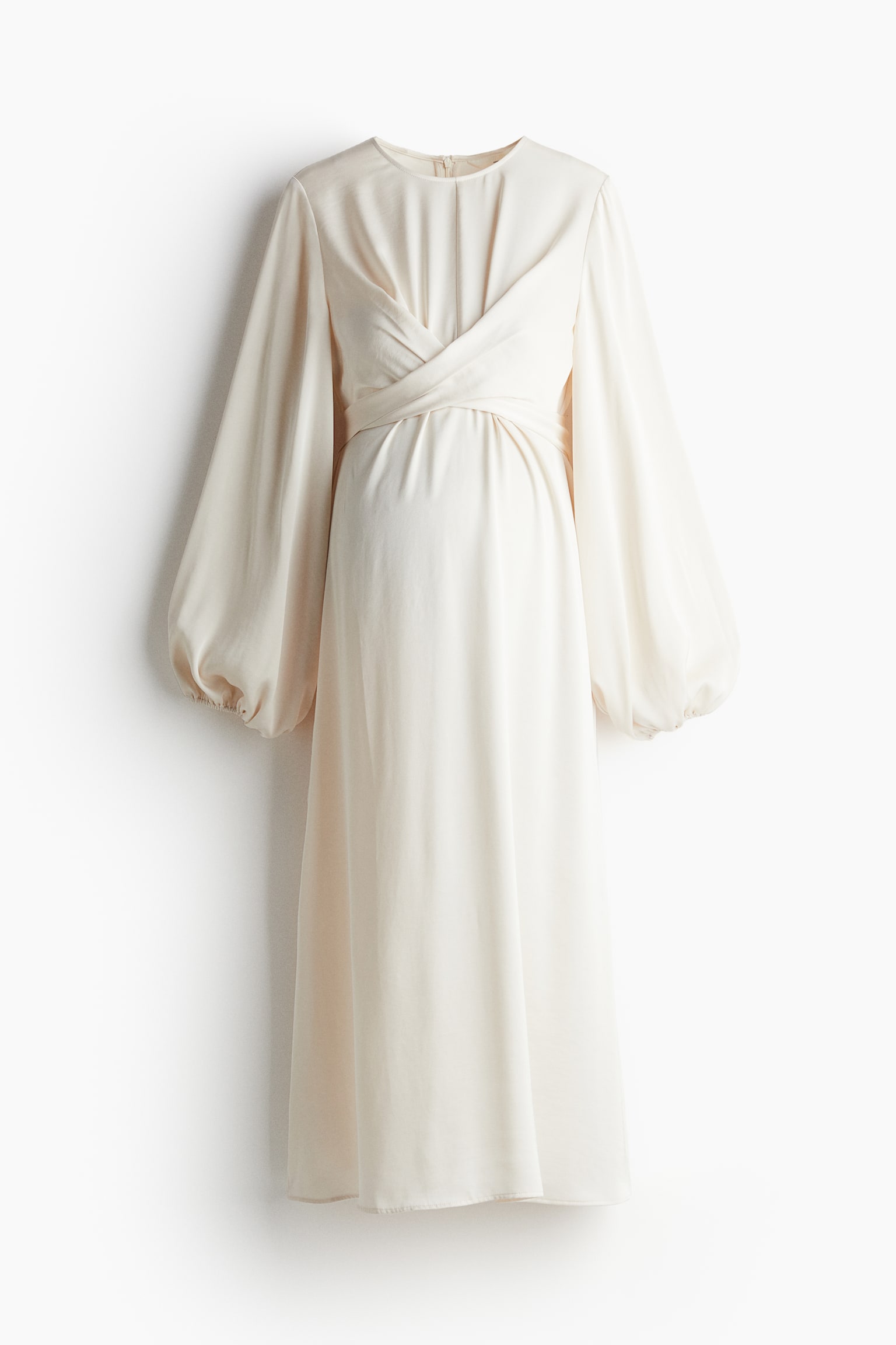 MAMA Balloon-sleeved satin dress - Cream/Black - 2