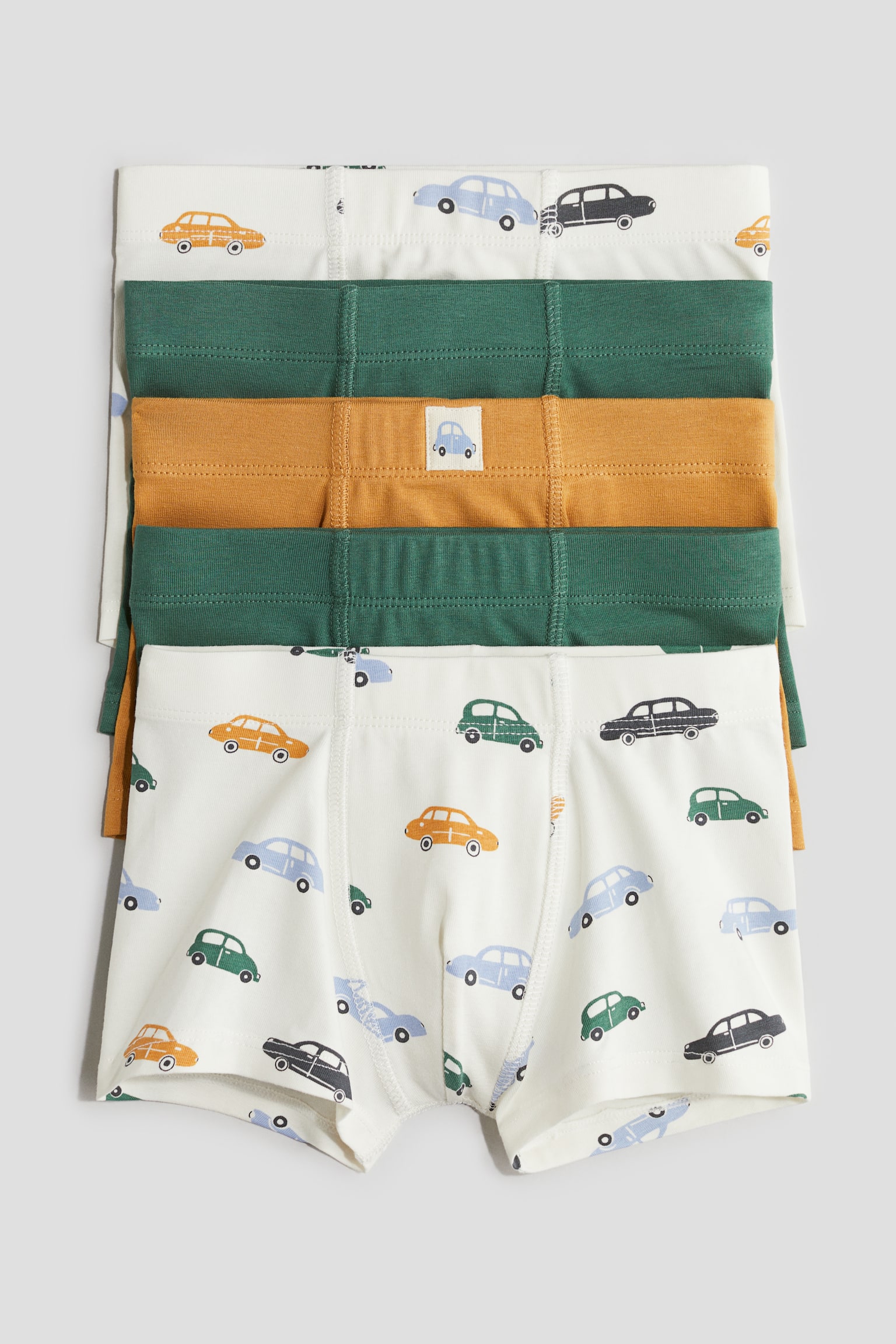 5-pack trunks - Yellow/Cars/Green/Striped/Blue/Striped/Light blue/Dino Dreams/Grey/Striped/Blue/Space/White/Animals/White/Dinosaurs/White/Stars/Light beige/Vehicles - 1