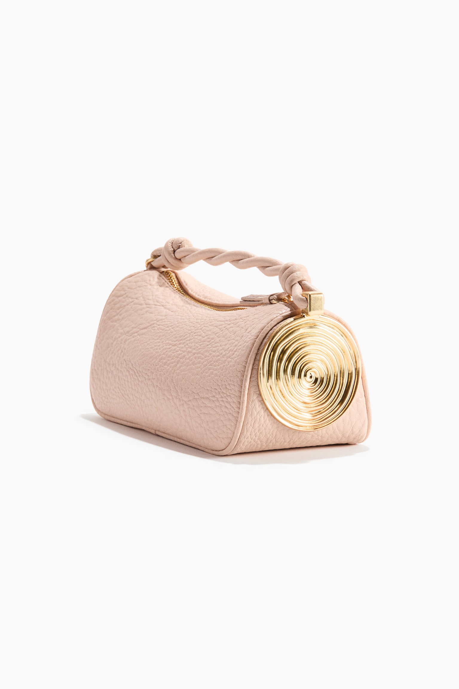 Metal-detail handbag - Powder pink/Dark brown/Silver-coloured - 2