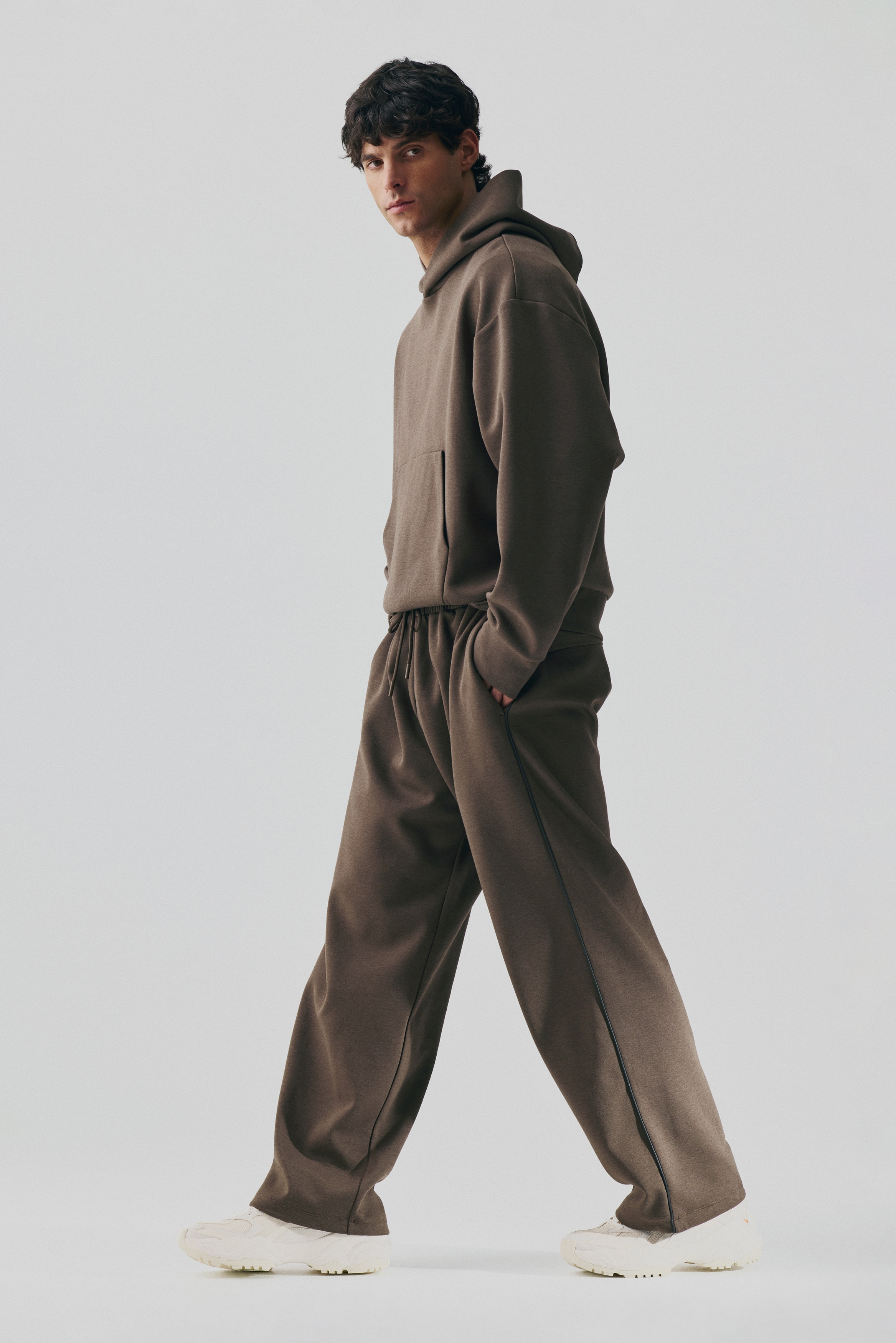 Loose Fit Sports joggers - Brown/Grey marl