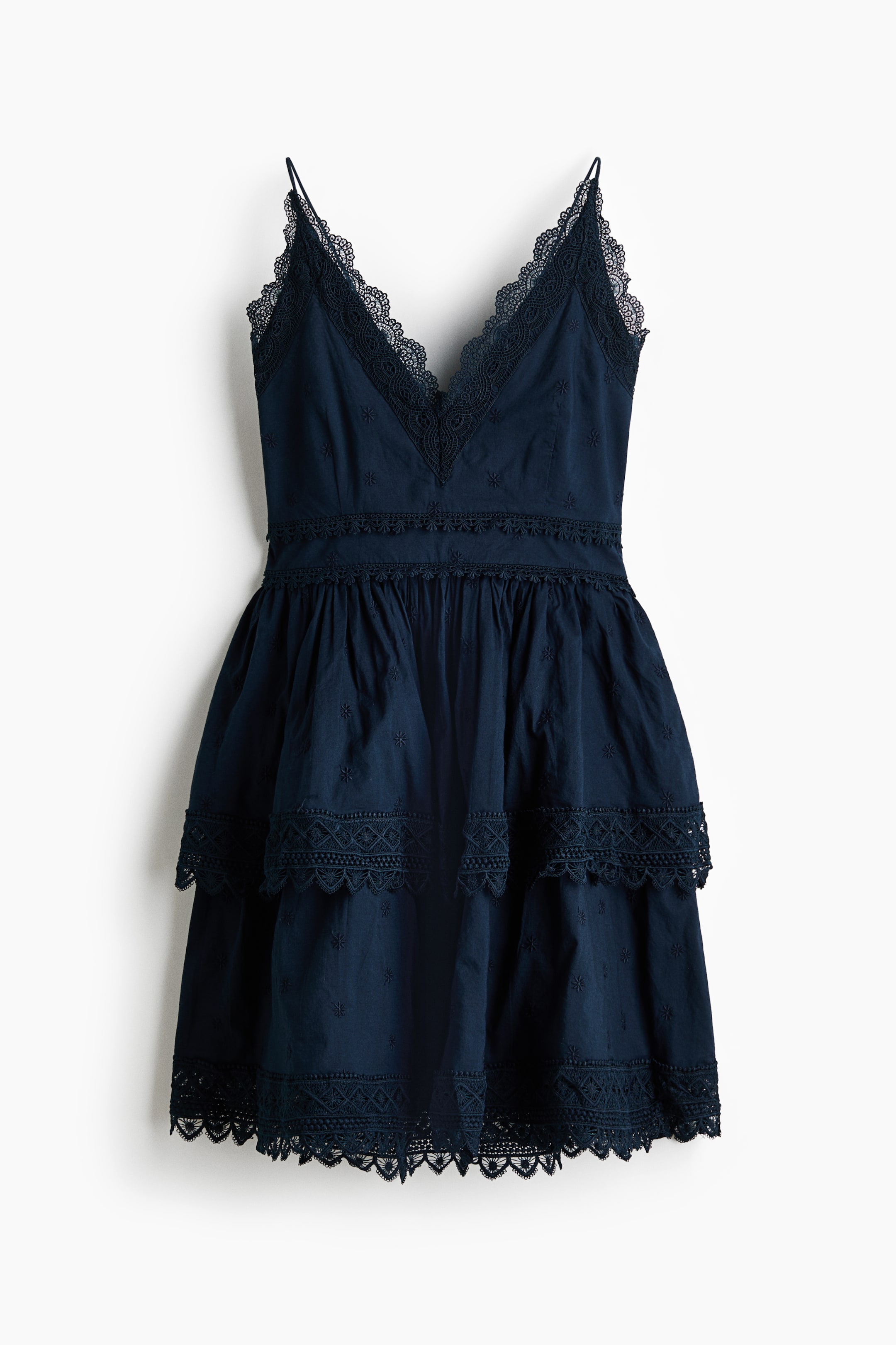 Lace-Trimmed Cotton Dress