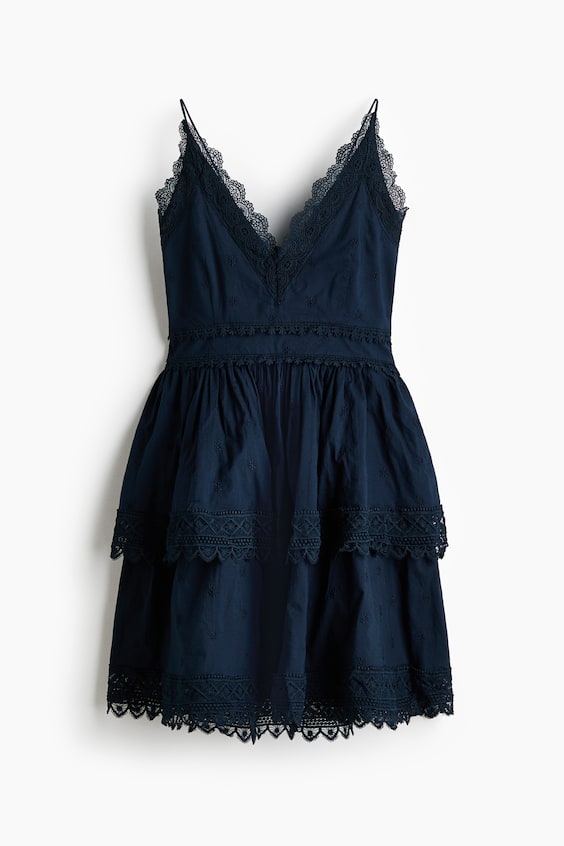 Женские платья H&M Lace-Trimmed Cotton Dress