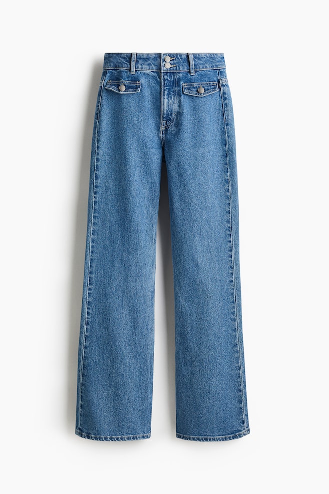 Flared High Jeans - Denim blue/White/Denim blue/Dark denim blue - 1