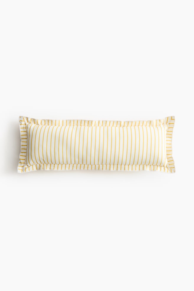 Funda de cojín rectangular en mezcla de lino - Blanco/Rayas amarillas/Beige claro/Rayas/Beige/Rayas - 1