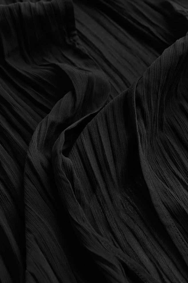 Robe plissée avec liens à nouer devant - Noir - 6