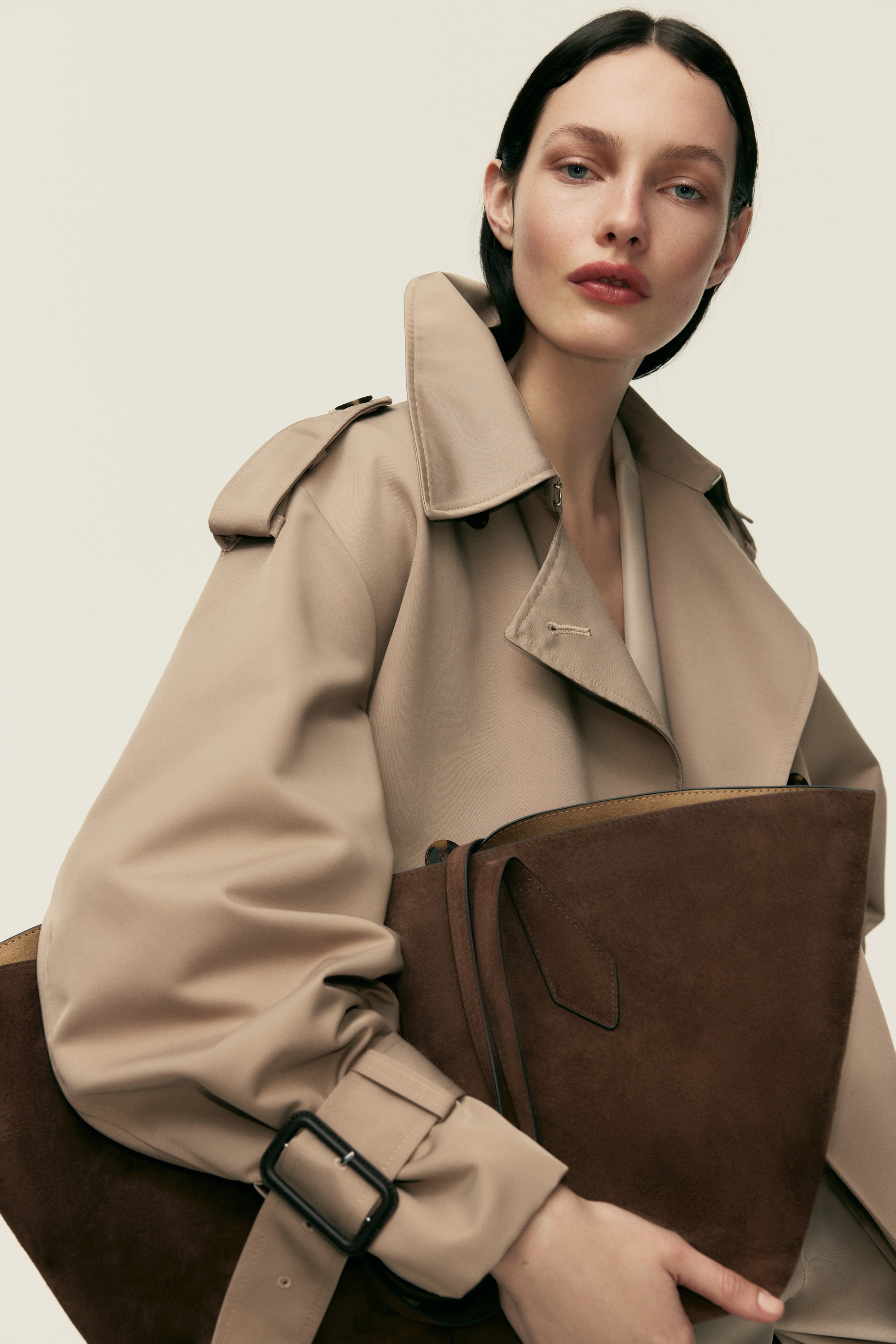 Shopper scamosciata - Marrone/Beige/Beige scuro